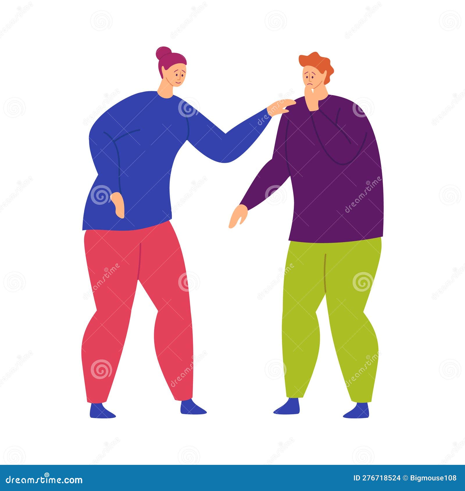 Cartoon Color Characters People Comforting Each Other Concept. Vector ...