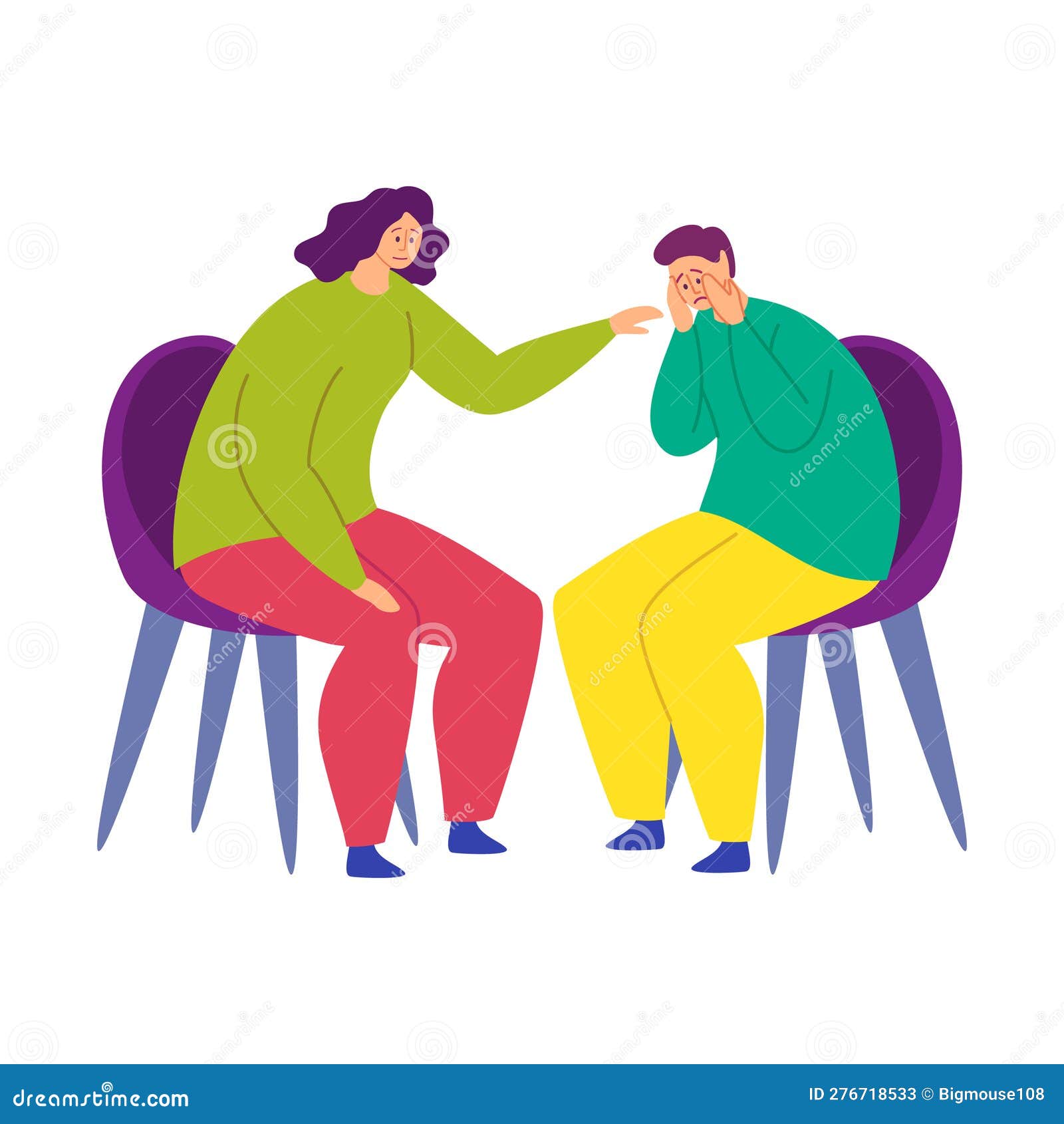 Cartoon Color Characters People Comforting Each Other Concept. Vector ...