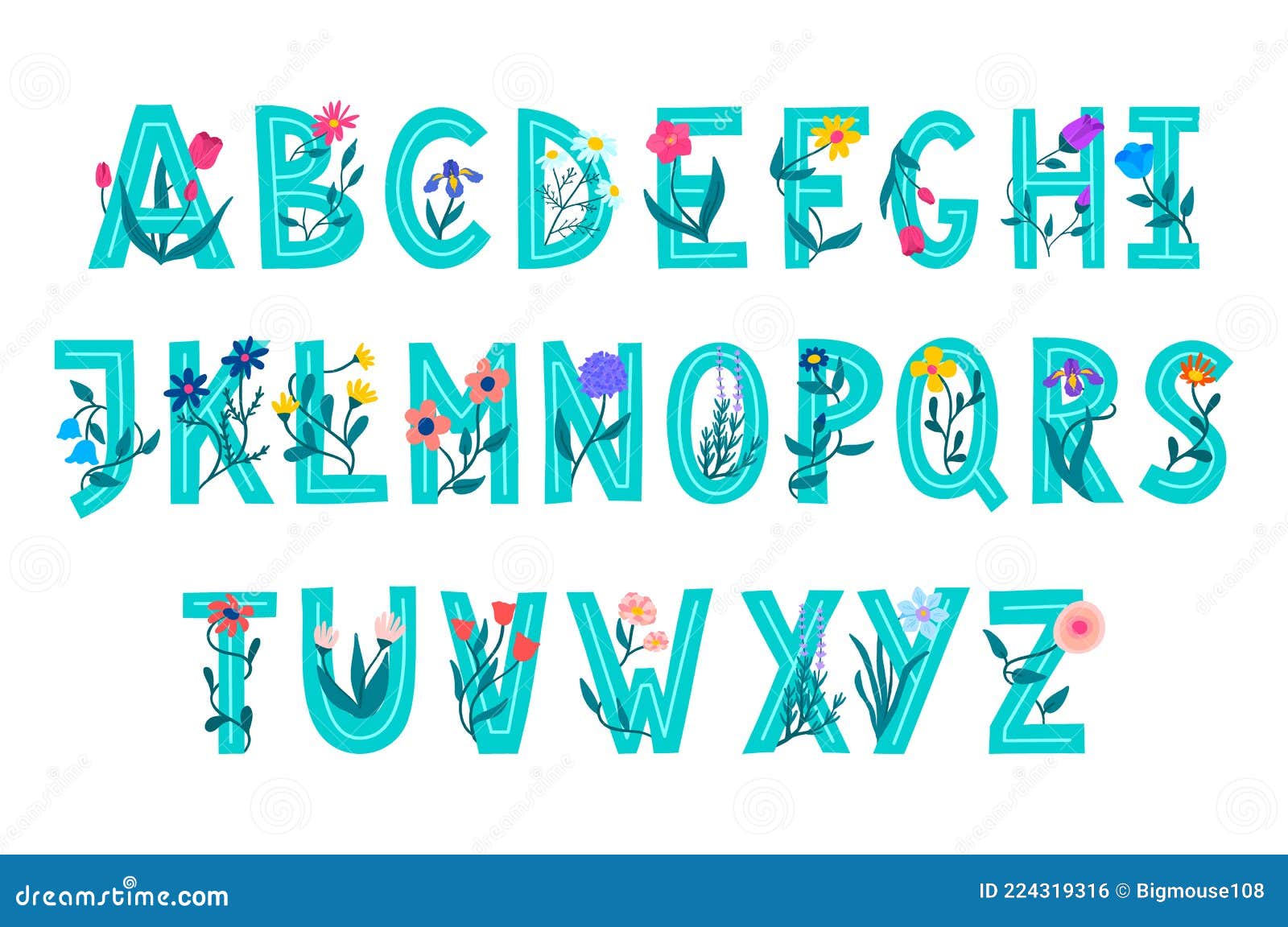 Cartoon Color Cute Alphabet Font Set. Vector Stock Vector ...