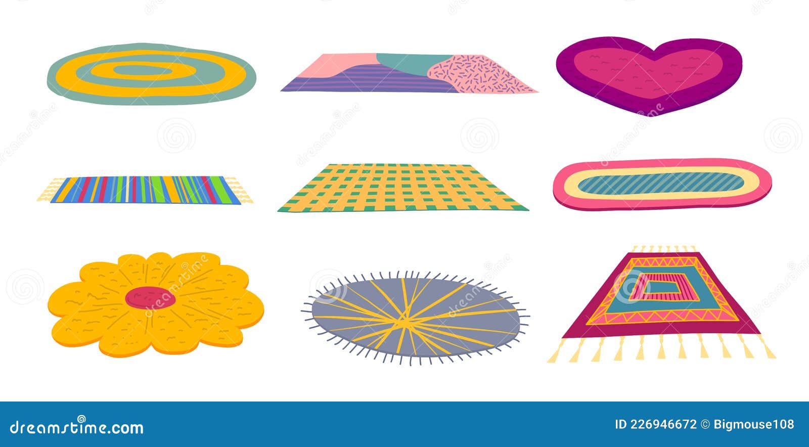 Cartoon Color Different Carpets or Rugs Icons Set. Vector Stock Vector -  Illustration of icon, abstract: 226946672