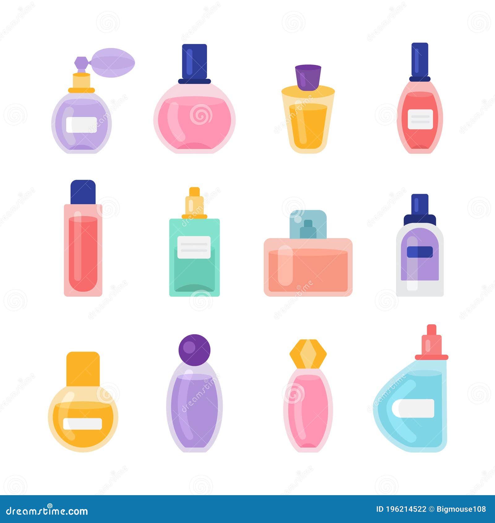 Cartoon Color Perfume Bottles Icons Set. Vector Stock Vector ...