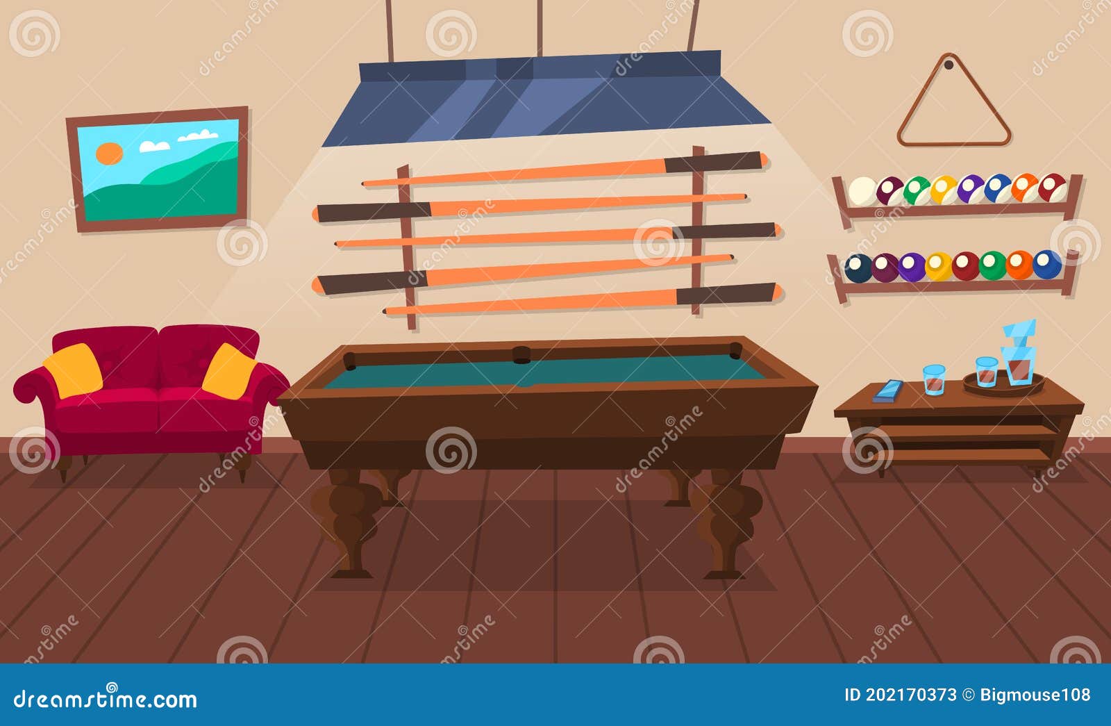 Cartoon Color Recreation Room Billiards or Pool Table Interior Inside Concept. Vector Stock Vector - Illustration of element, house: 202170373 Cartoon Color Recreation Room Billiards or Pool Table Interior Inside Concept. Vector Stock Vector - Illustration of element, house: 202170373