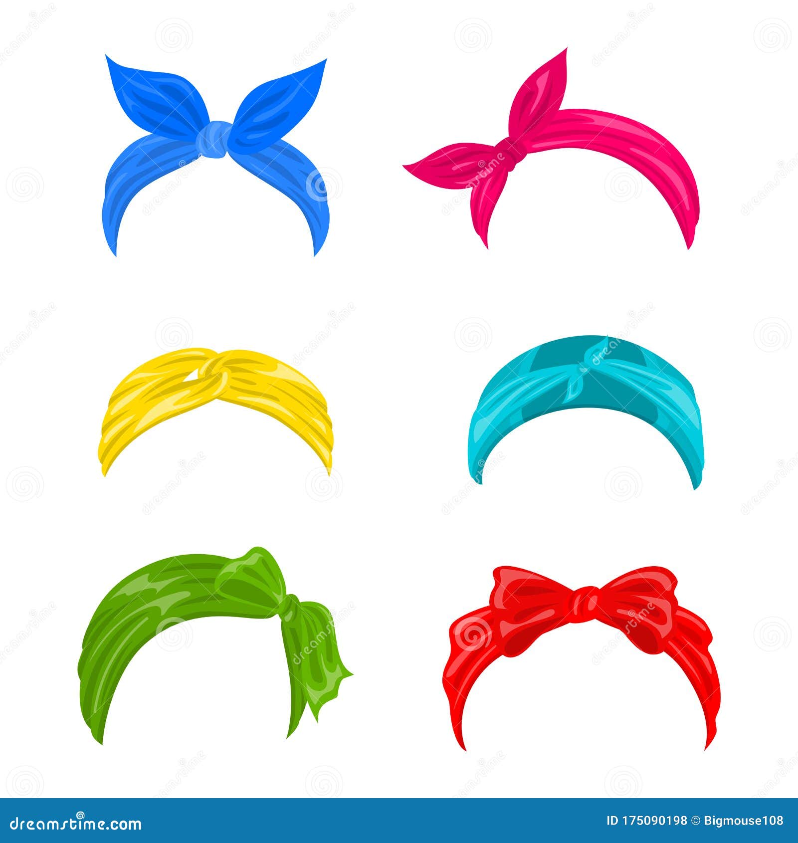 Download Cartoon Color Retro Woman Bandana Icon Set. Vector Stock Vector - Illustration of curve, concept ...