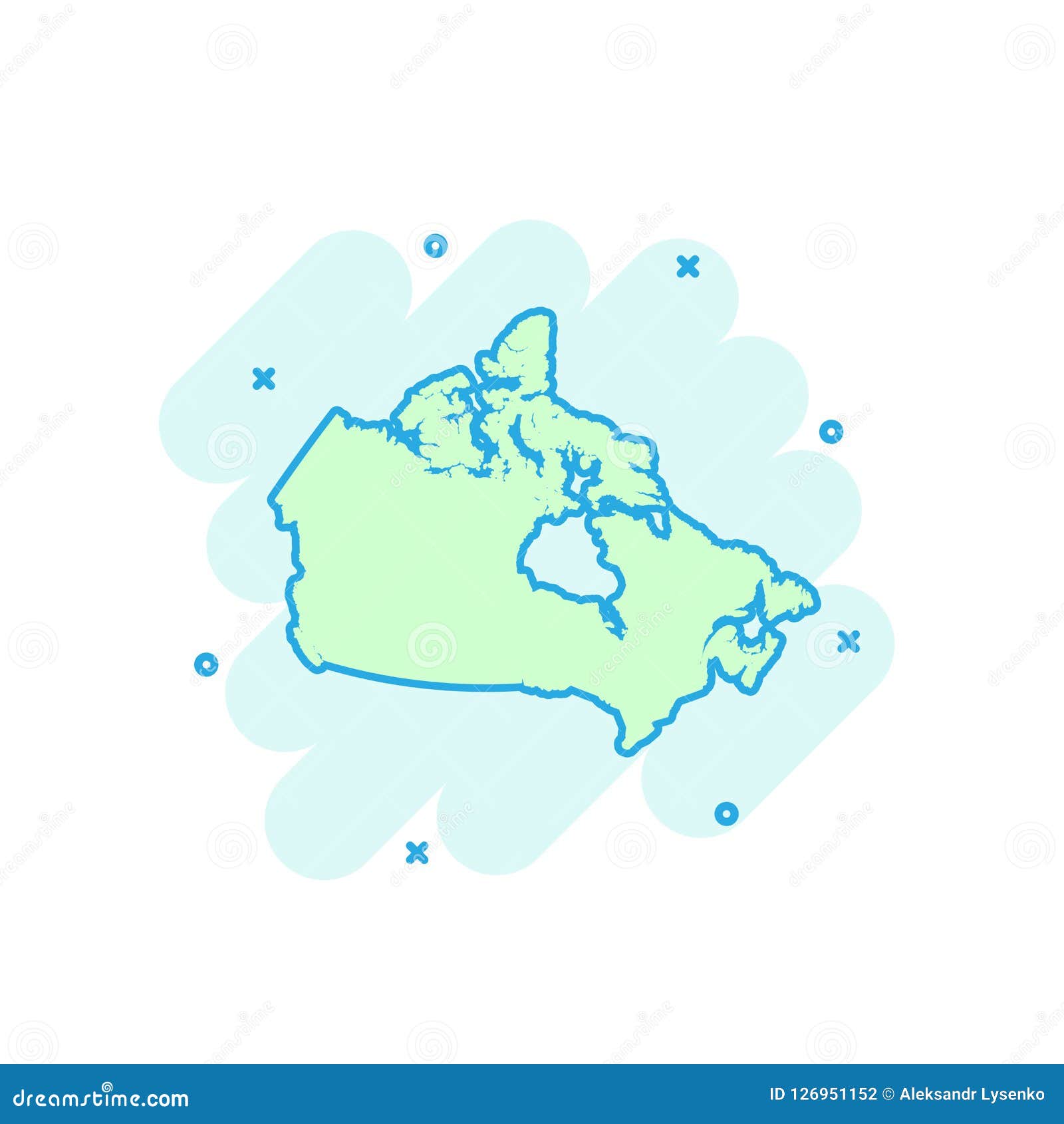 Cartoon Colored Canada Map Icon in Comic Style. Canada Sign