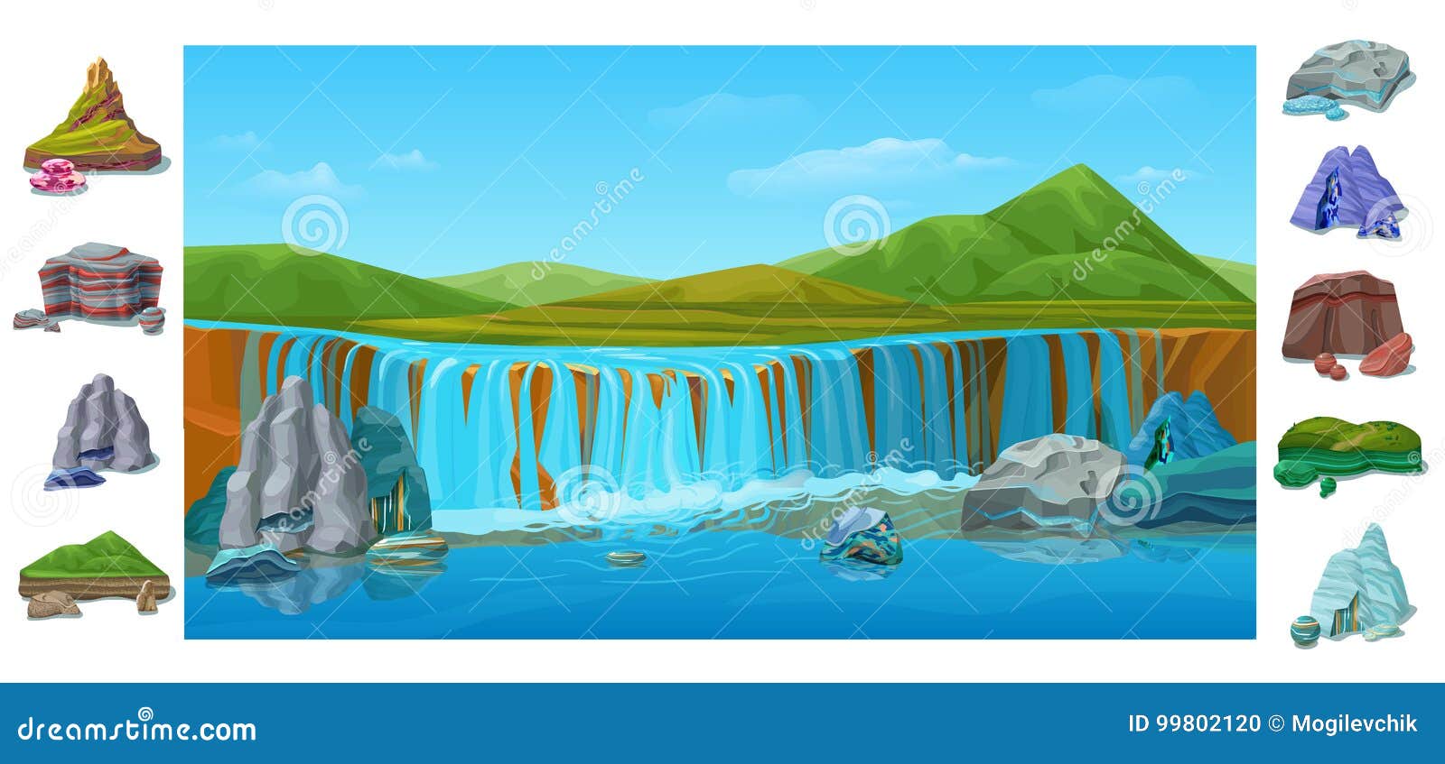 Cartoon Colorful Beautiful Nature Landscape Background Stock Vector