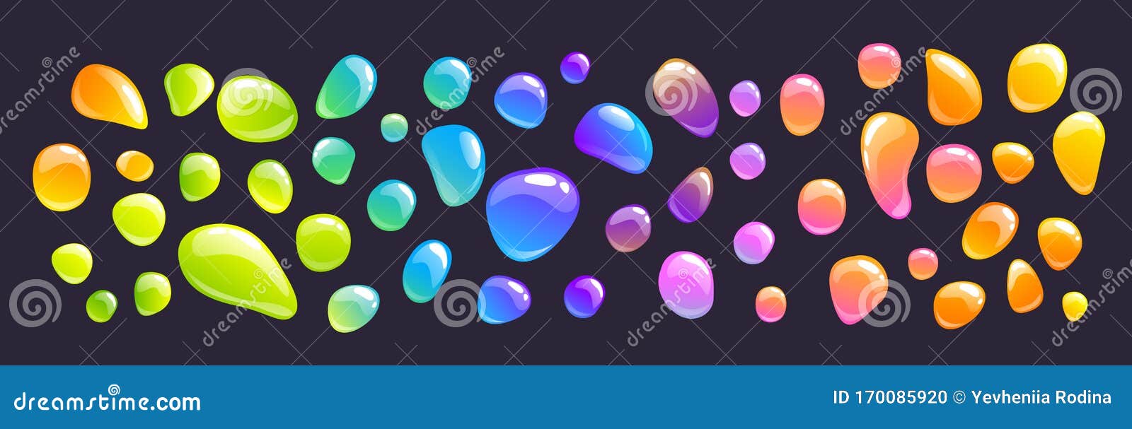 cartoon colorful glue drops set. color blobs.