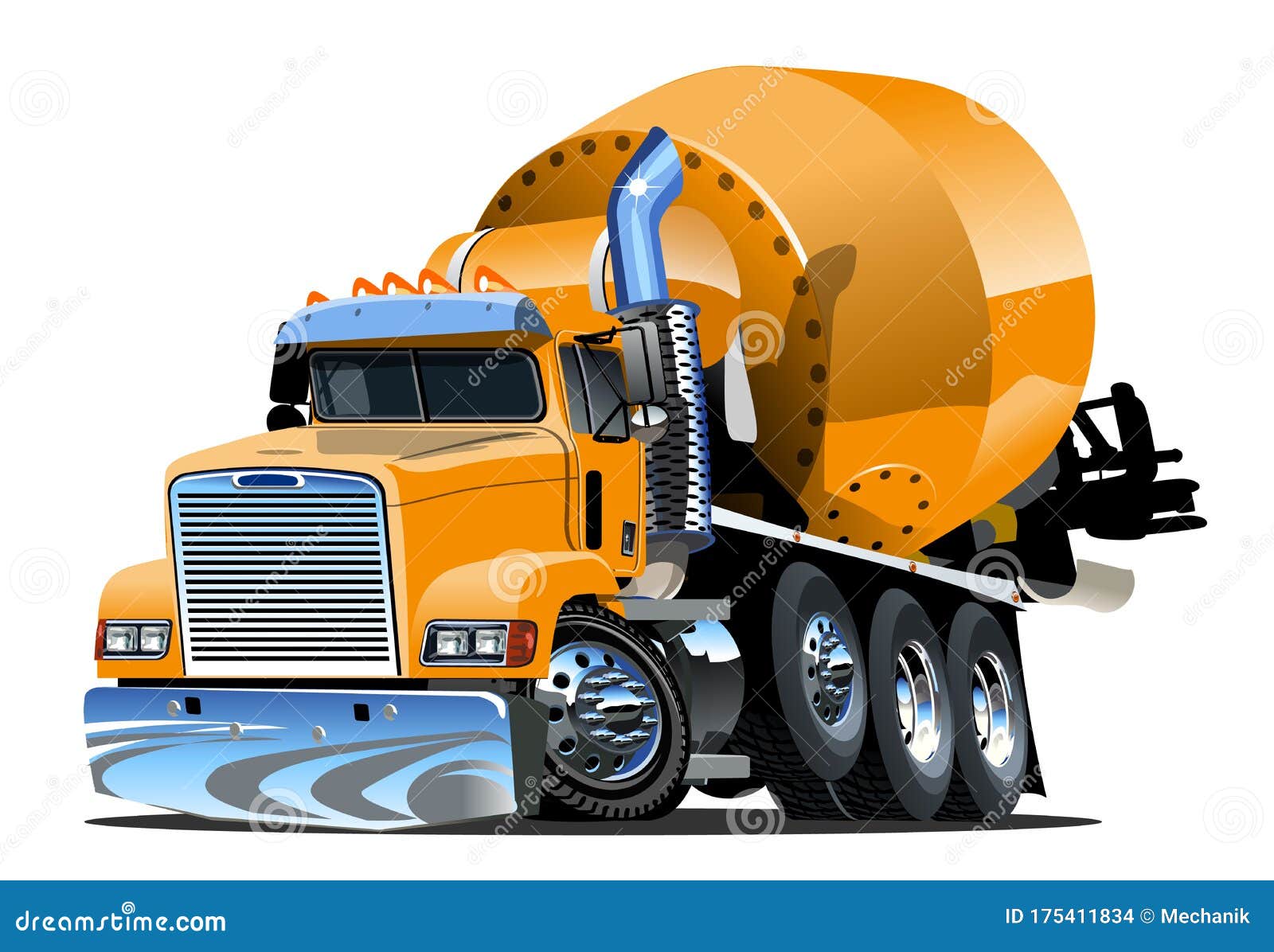 Cartoon Concrete Mixer Truck Stock Vector - Illustration of factory