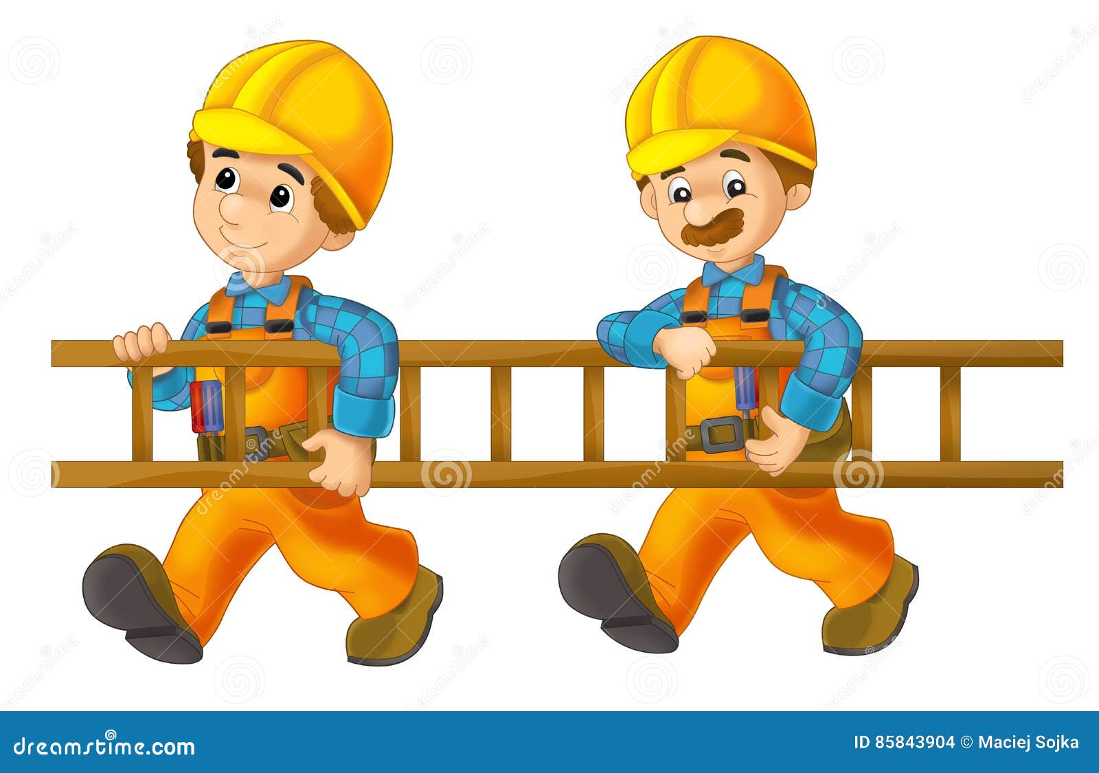 Cartoon Construction Workers Holding Ladder Stock Illustration -  Illustration of constructor, layout: 85843904