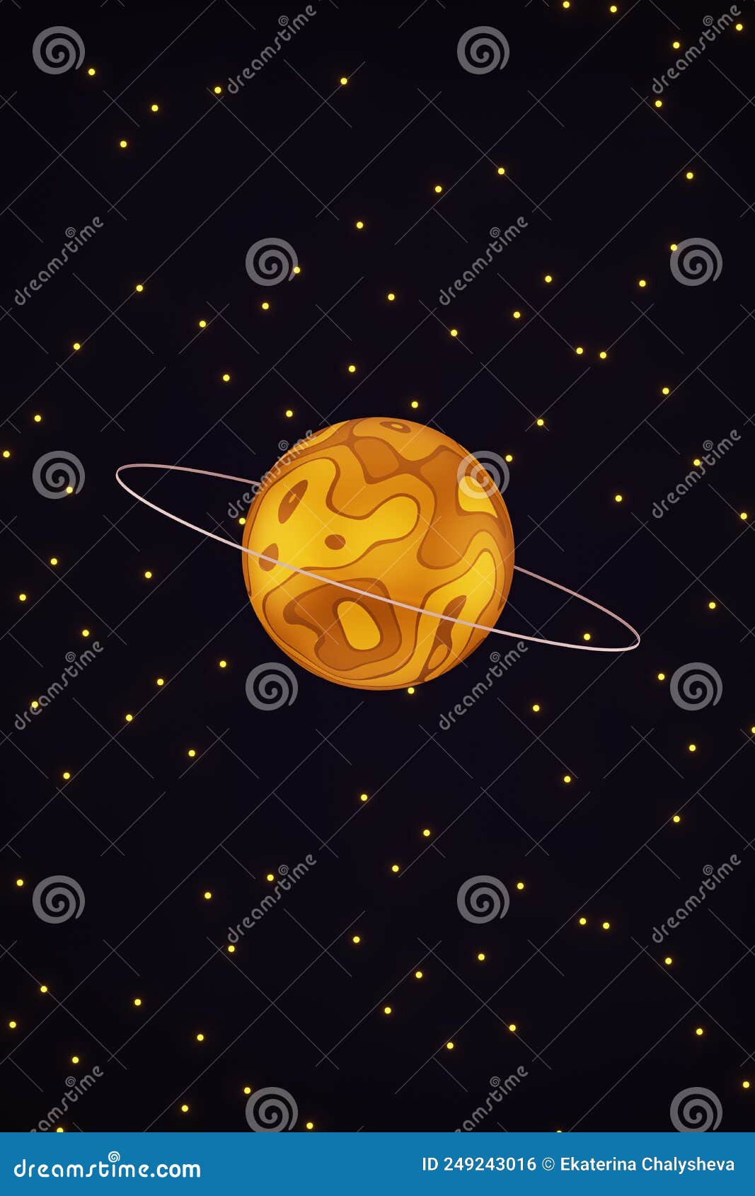 cartoon planet in space, 3d render