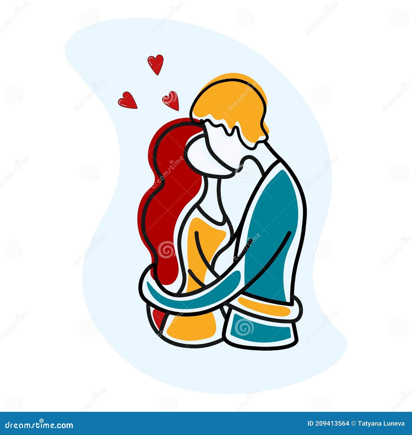 Premium Vector  Cute couple hand drawn doodle style. girl kiss