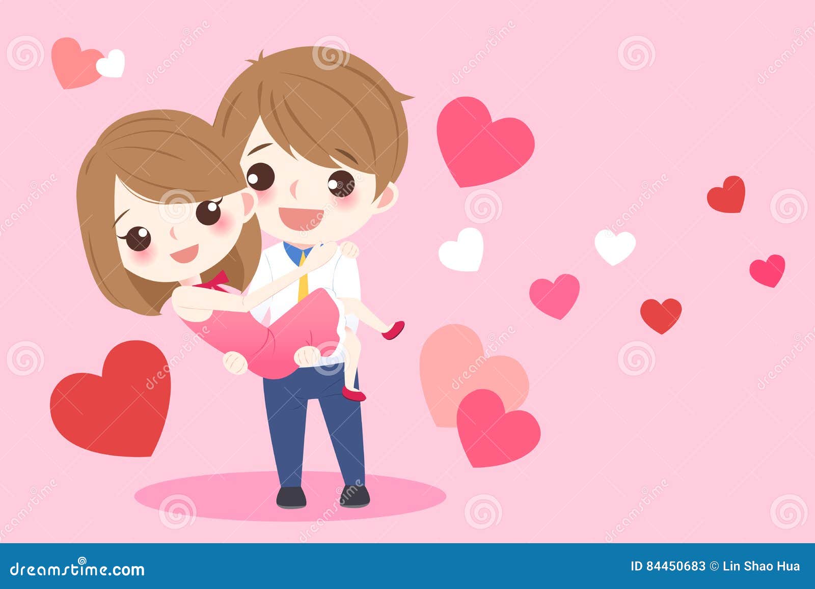 Cartoon Couple Holding Together Stock Vector - Illustration of ...