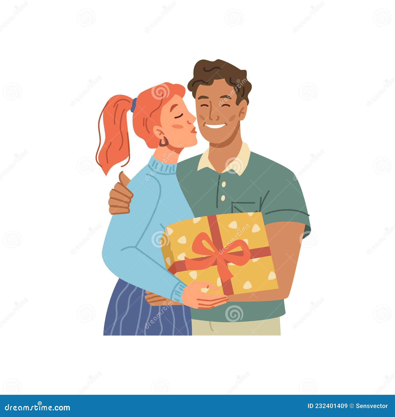 Cartoon Couple Wife Giving Present Box To Husband Stock Vector - Illustration of relationship, happy: 232401409 Cartoon Couple Wife Giving Present Box To Husband Stock Vector - Illustration of relationship, happy: 232401409