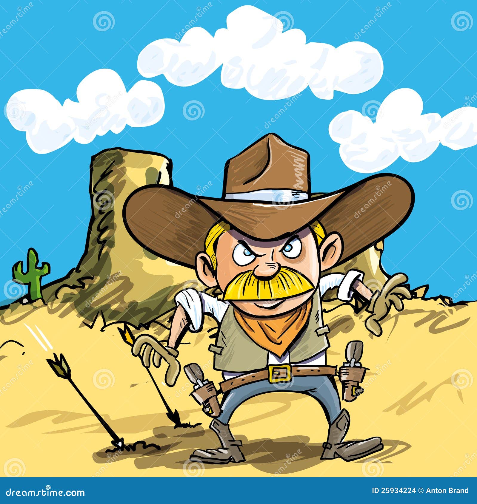 Bad Bart Cartoon bust of a mean looking Cowboy. Stock Vector