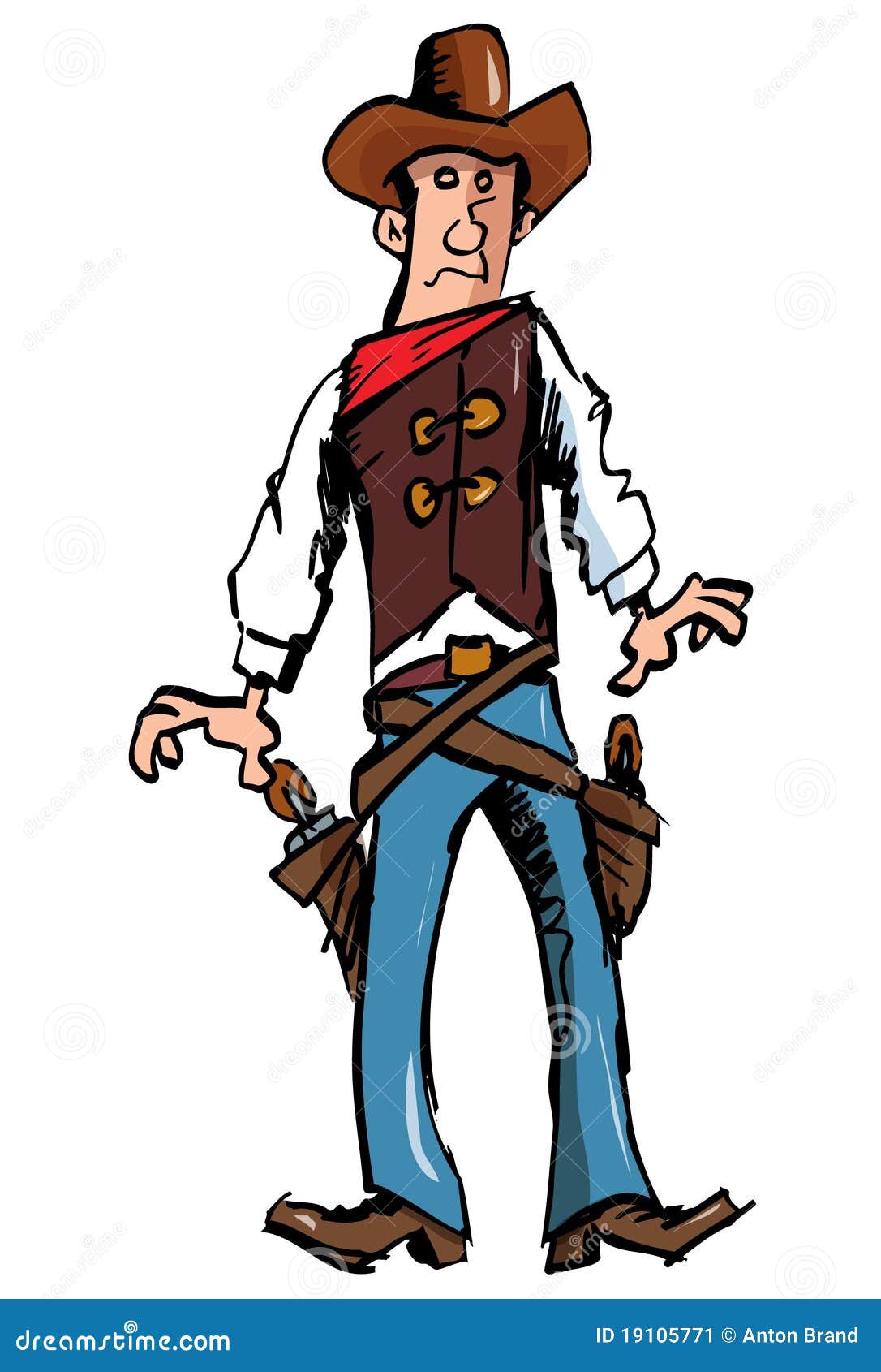 Cartoon Cowboy With A Gun Belt And Cowboy Hat Stock Vector