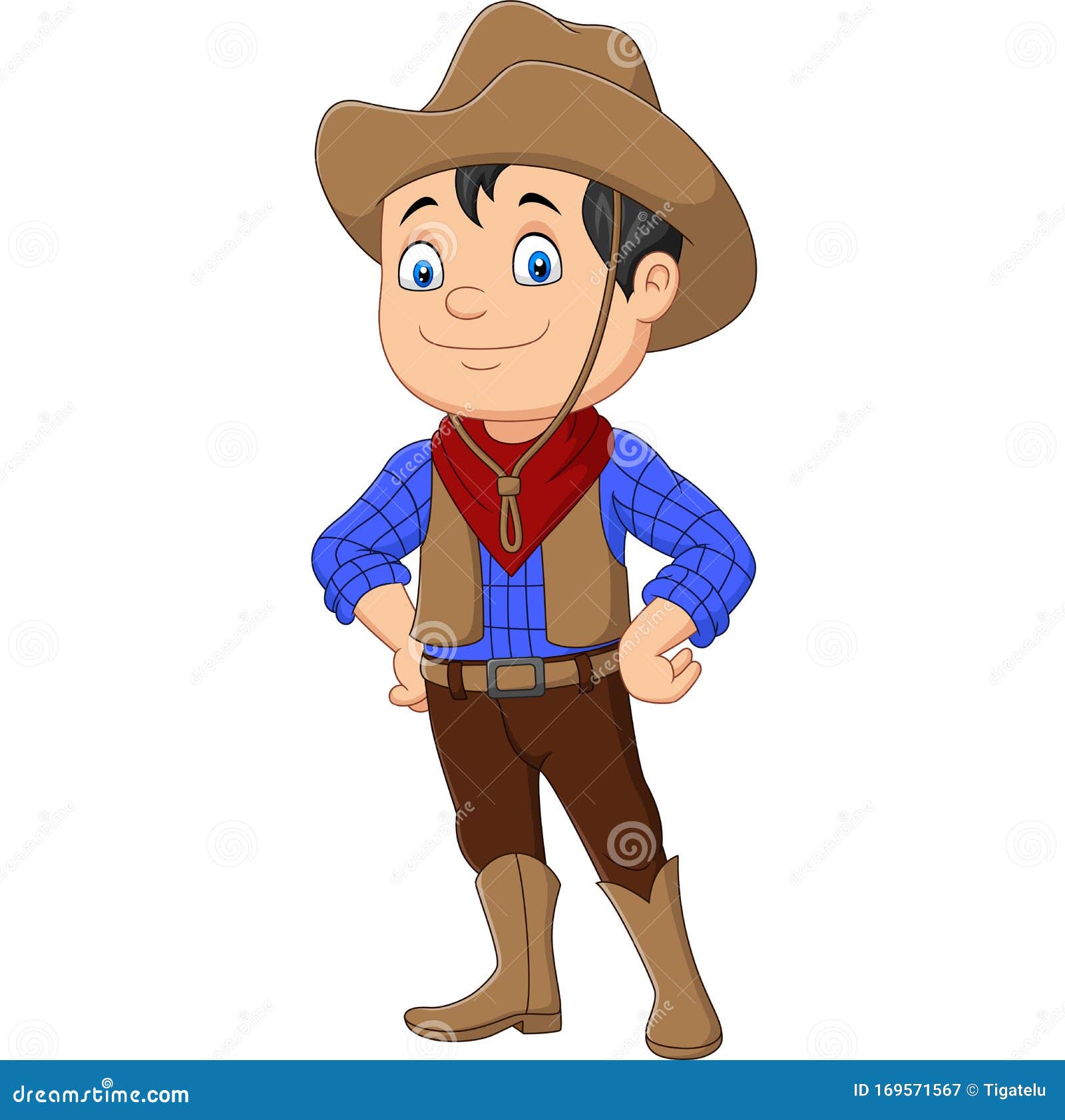Cartoon Cowboy Kid Wearing Western Costume Stock Vector - Illustration of  cheerful, rancher: 169571567