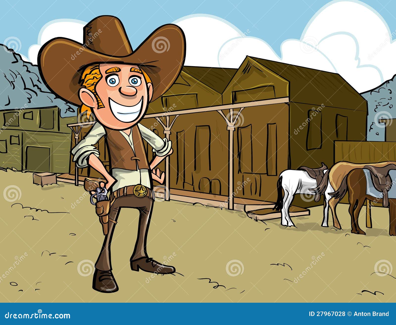 cartoon cowboy with sixgun