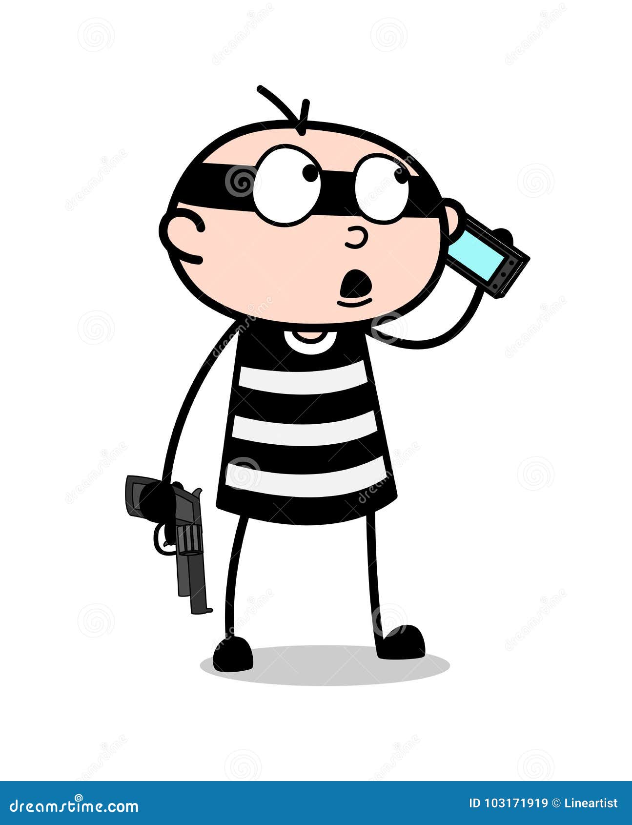 Cartoon Criminal Running With Gun Vector Royalty-Free Stock Image