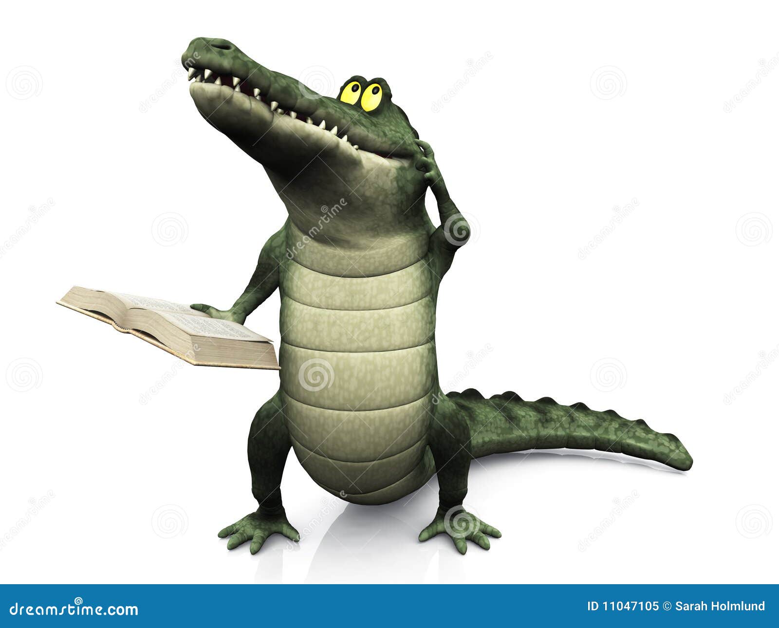 Cartoon Crocodile Reading Book Scratching His Head Stock Illustration -  Illustration of reptile, reading: 11047105