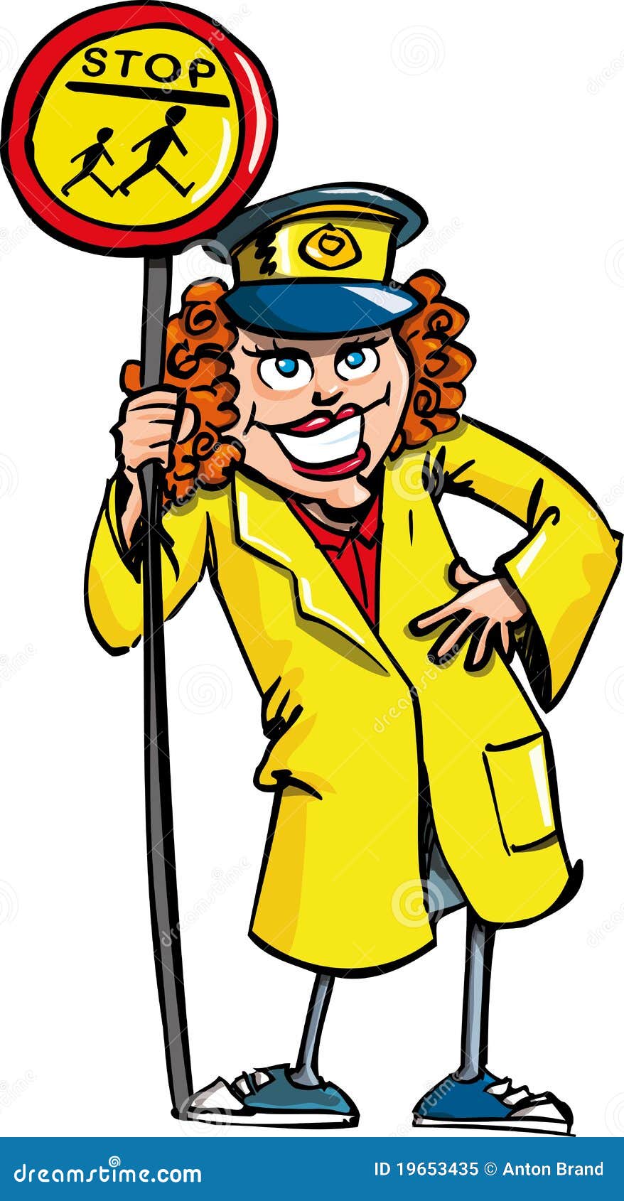 Cartoon Of A Crossing Guard Lady Stock Vector Illustration Of