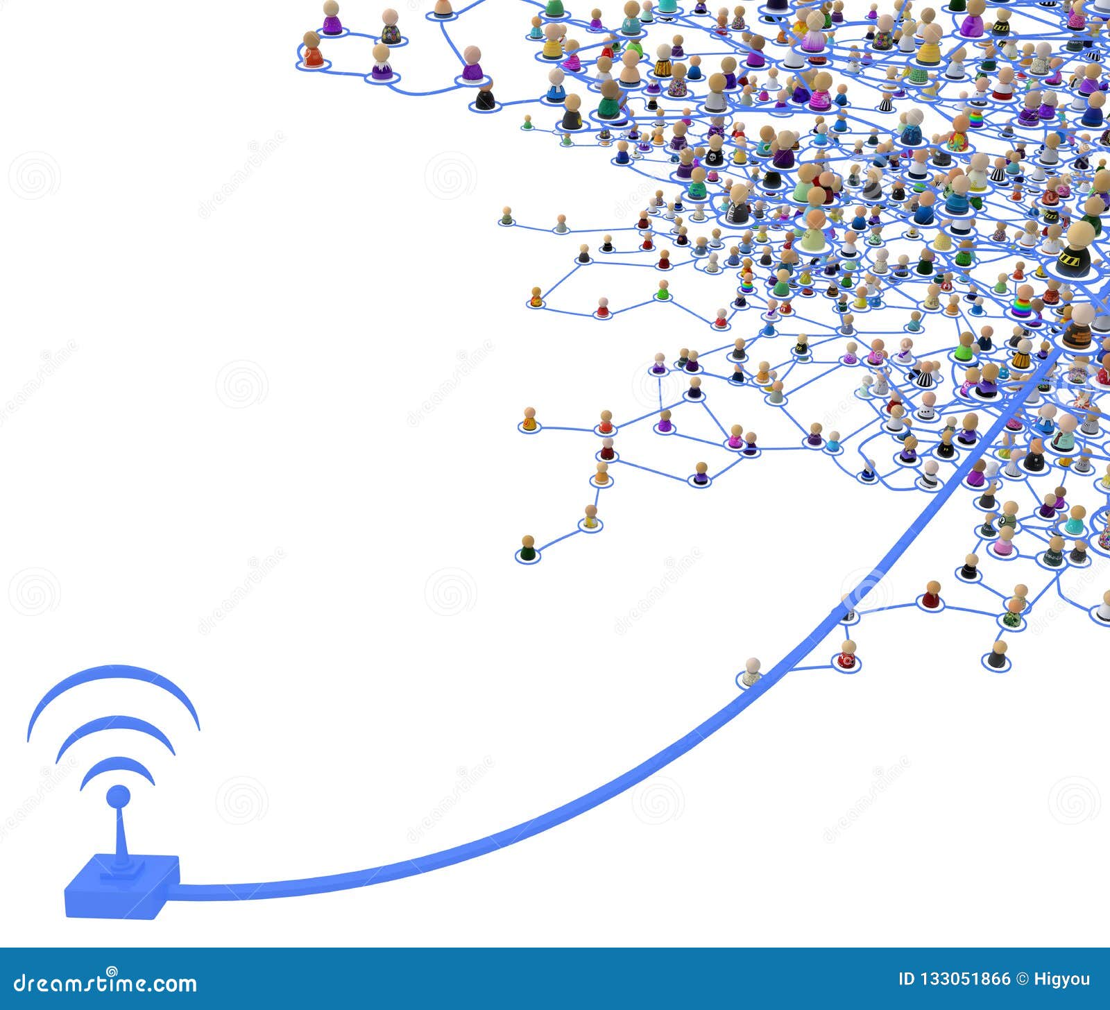 Cartoon Crowd Layered System, Wireless Unit Stock Illustration