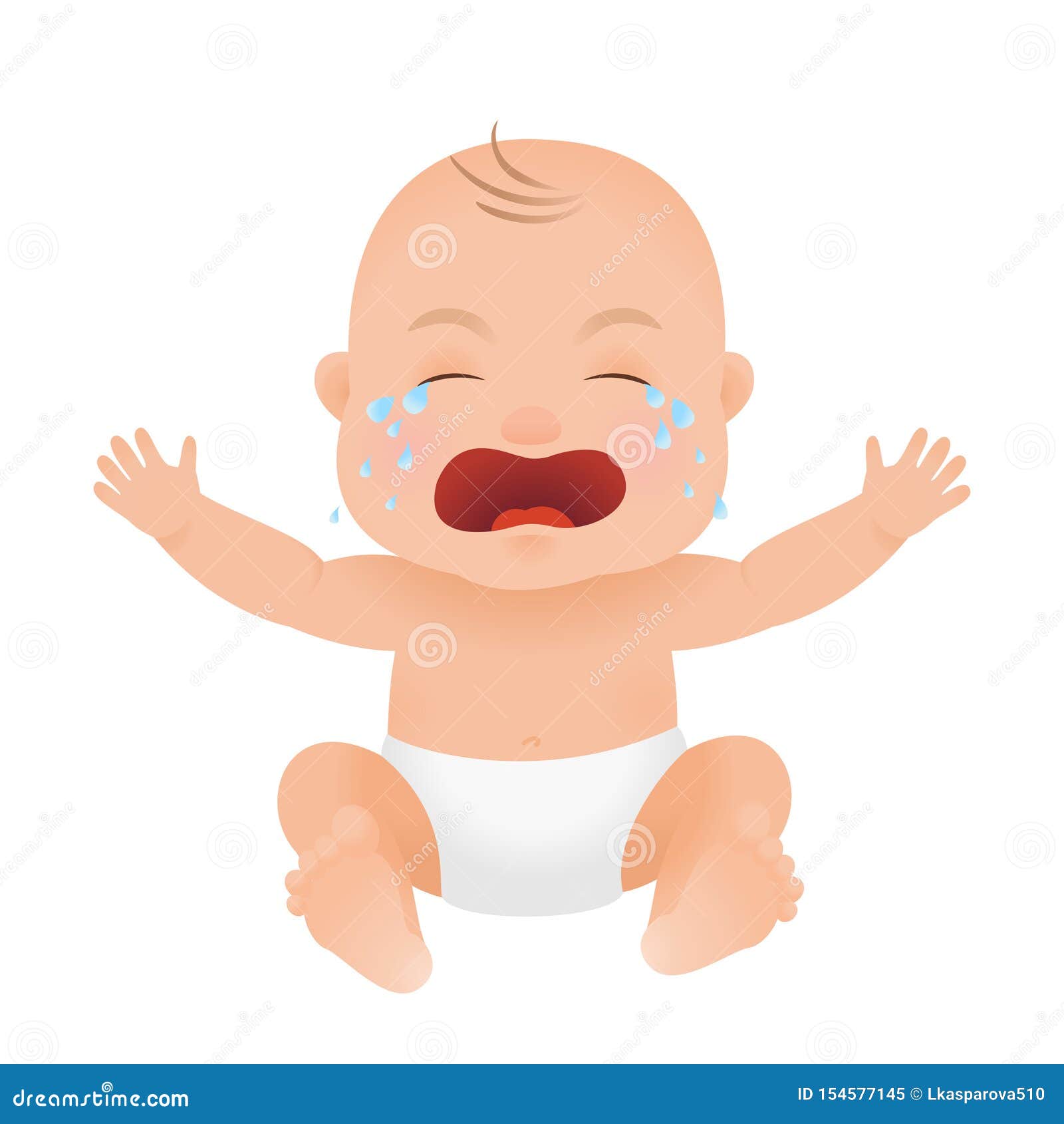 Cartoon crying baby stock vector. Illustration of mouth - 154577145
