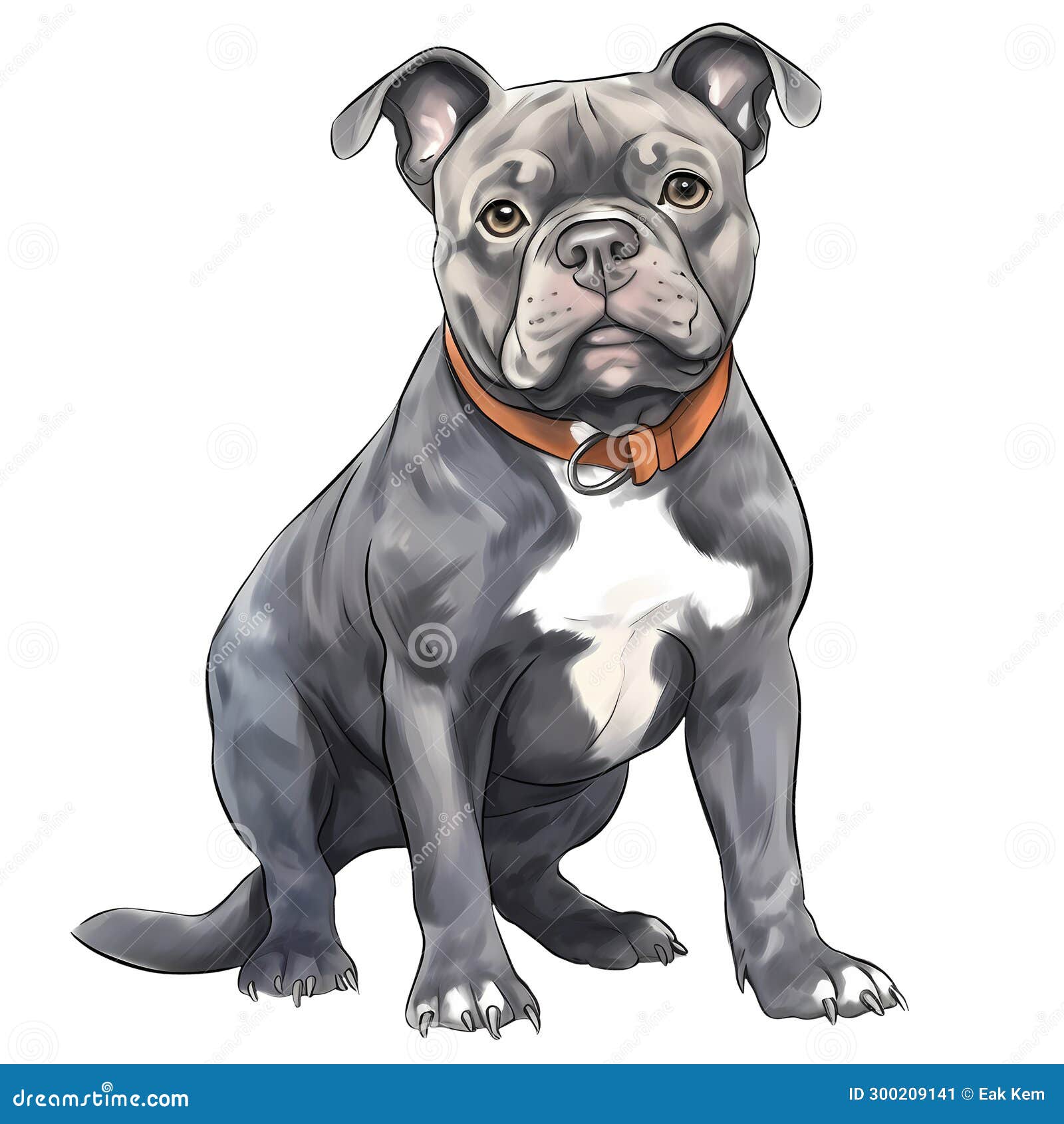 Cute American Pitbull Puppy Watercolor Clipart Illustration AI ...