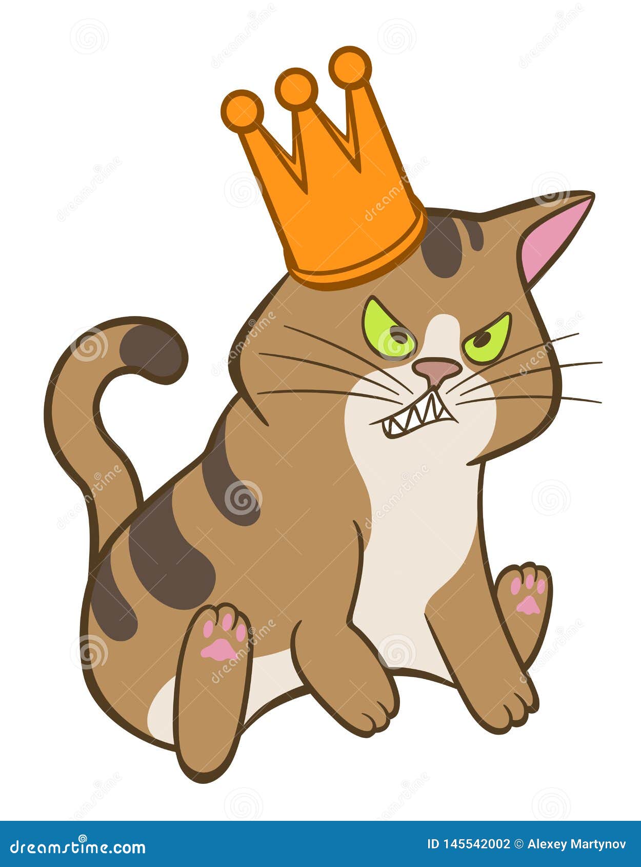Cartoon cute angry cat stock vector. Illustration of cute - 145542002