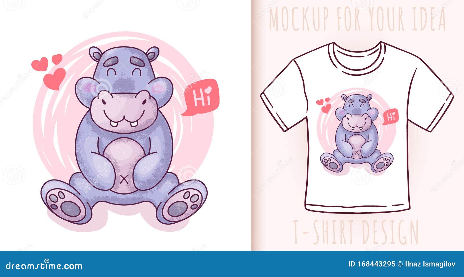 Download Cartoon Cute Baby Hippo. Vector Illustration On White ...