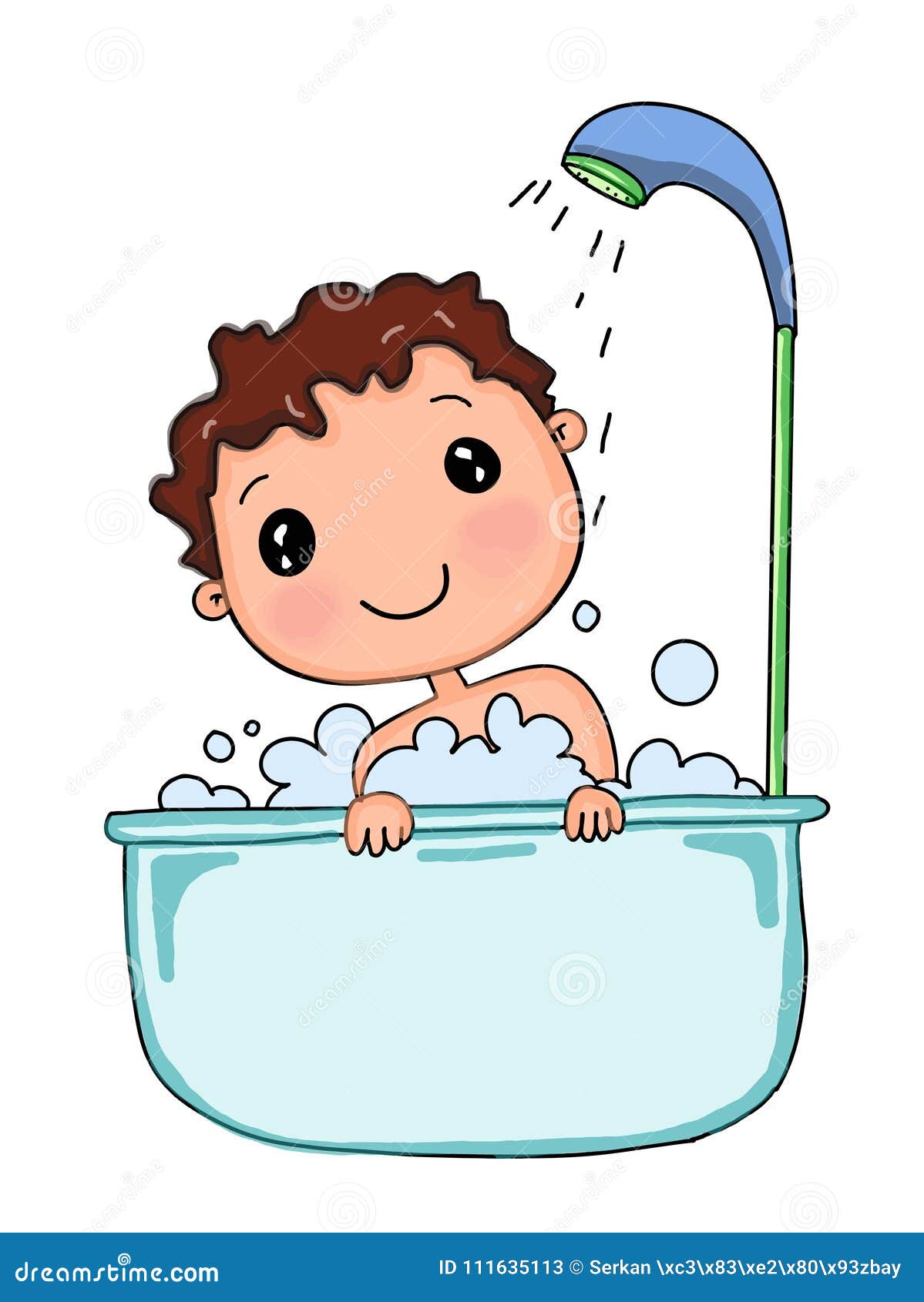 Bathing Child Linear Icon Cartoon Vector | CartoonDealer.com #228624595