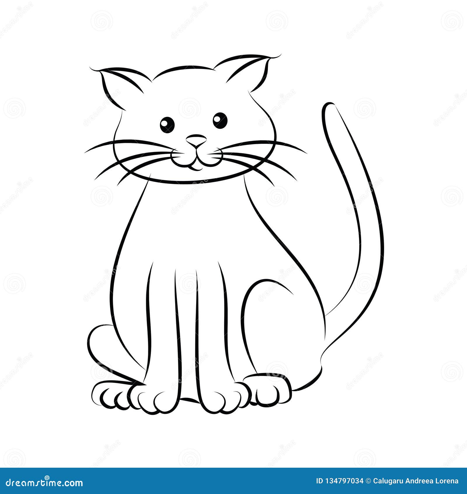Download Cartoon Cute Cat Coloring Page Stock Vector Illustration Of Adorable Eyes 134797034