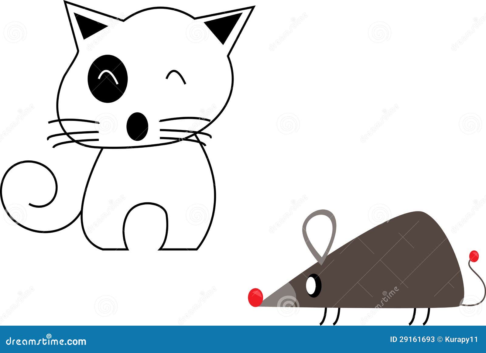 Cartoon cute cat and rat stock illustration. Illustration of cutout -  29161693