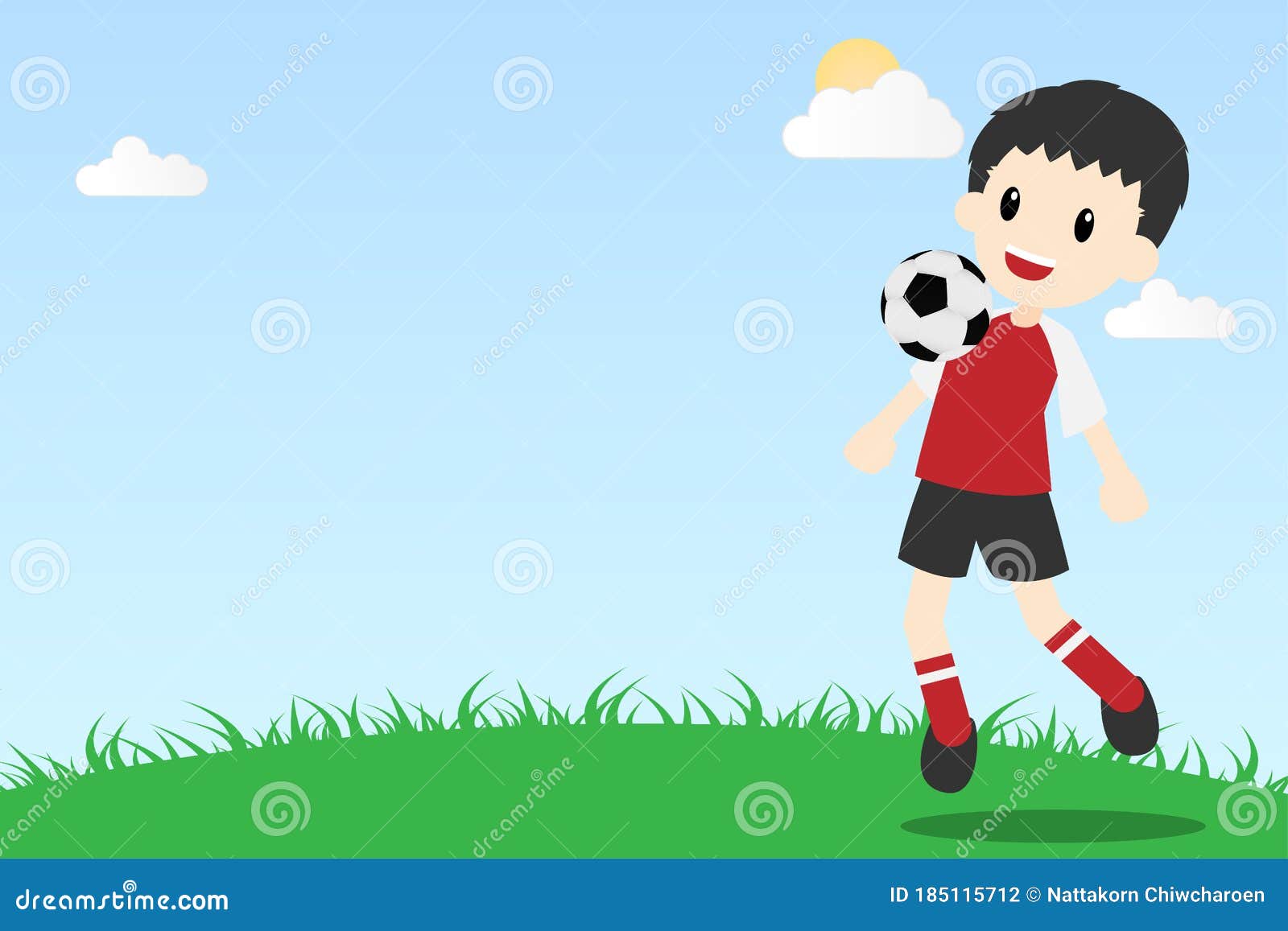 Cartoon Cute Character Soccer Football Player on Field Background with Copy  Space for Text , Professional Athlete , Sports Stock Vector - Illustration  of person, competition: 185115712