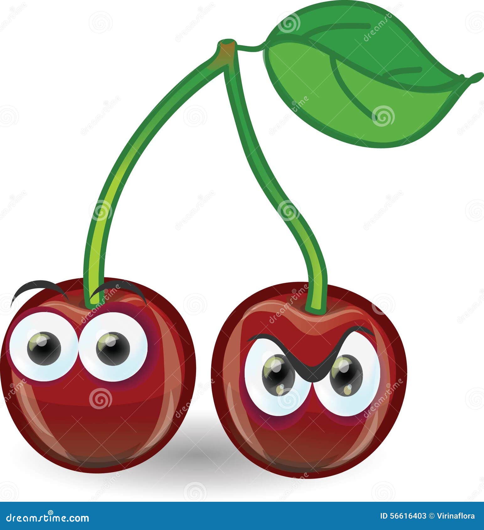 Cartoon Cute Cherry, Vector Stock Vector Illustration of isolated