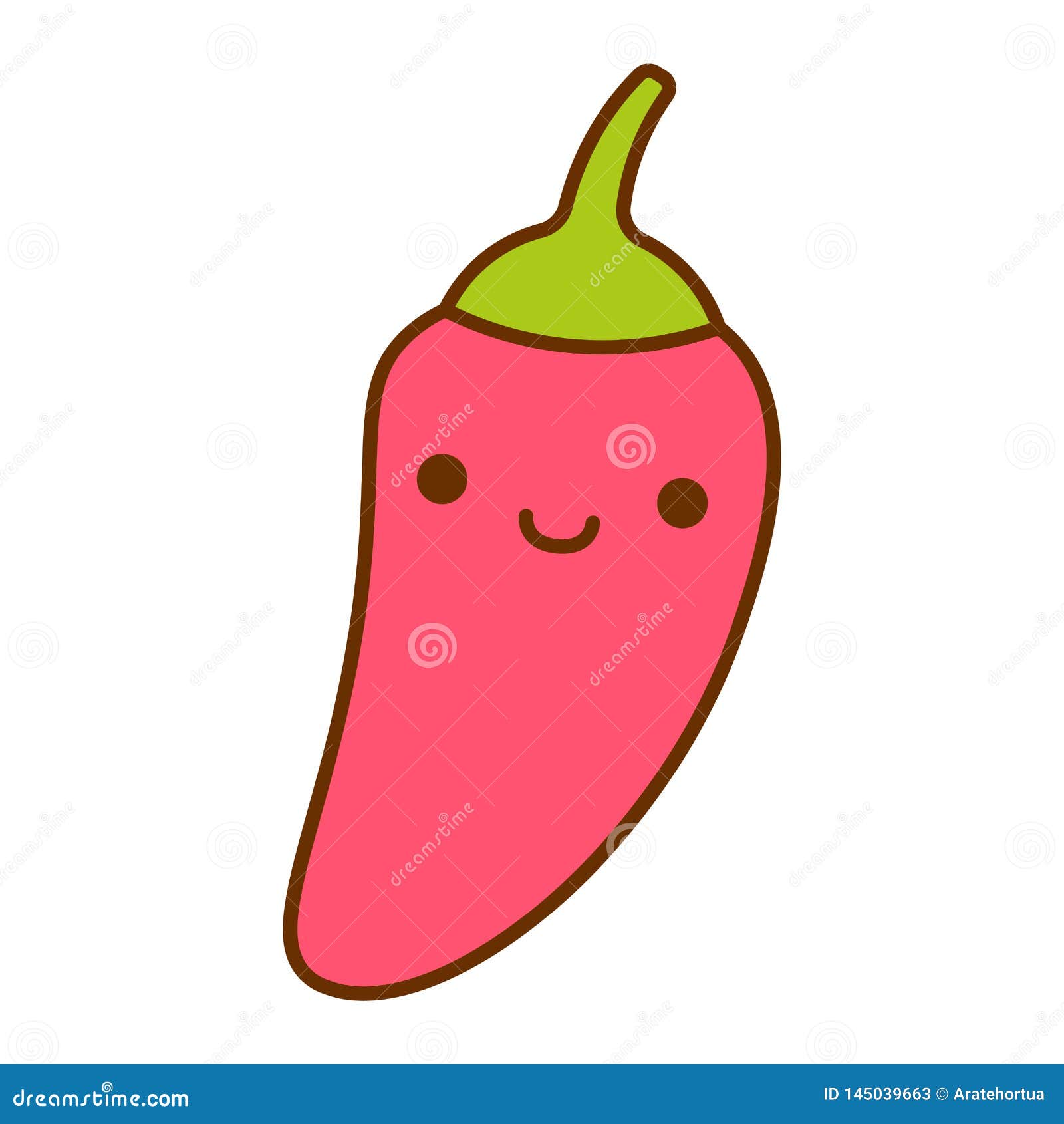 Cartoon Cute Chilli Pepper Icon Isolated on White Background Stock