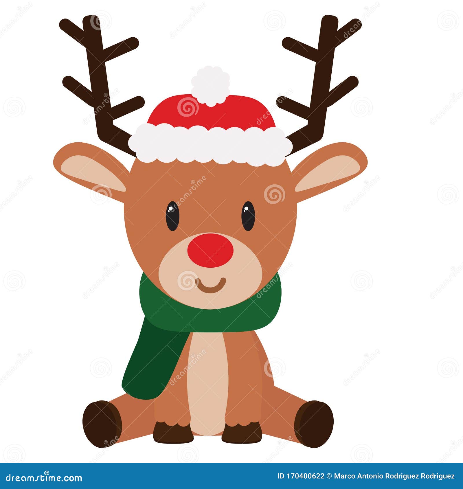 Vector Cartoon Cute Reindeer Isolated Stock Illustration - Illustration ...