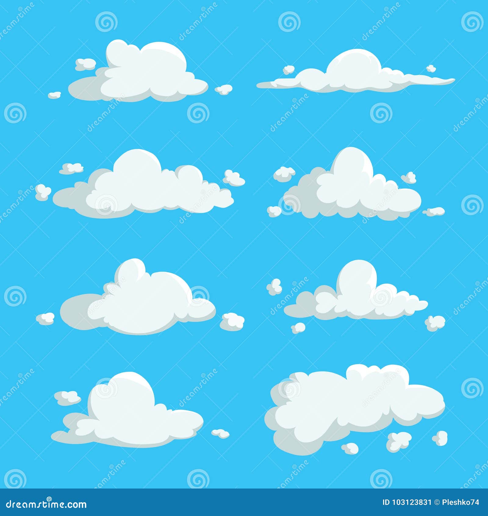 Fluffy Cloud. Cartoon Curly Soft Weather Graphic by