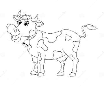 Cartoon Cute Cow Outline Design Isolated on White Background Stock ...