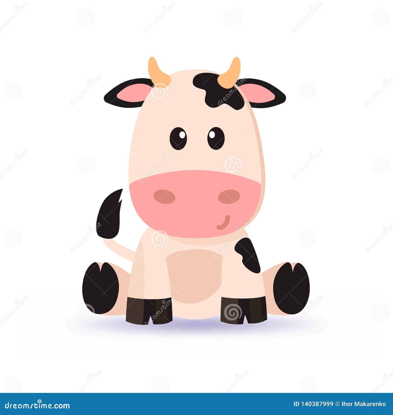 Download Cartoon Cute Cow Vector With Soft Shadow Stock Vector ...