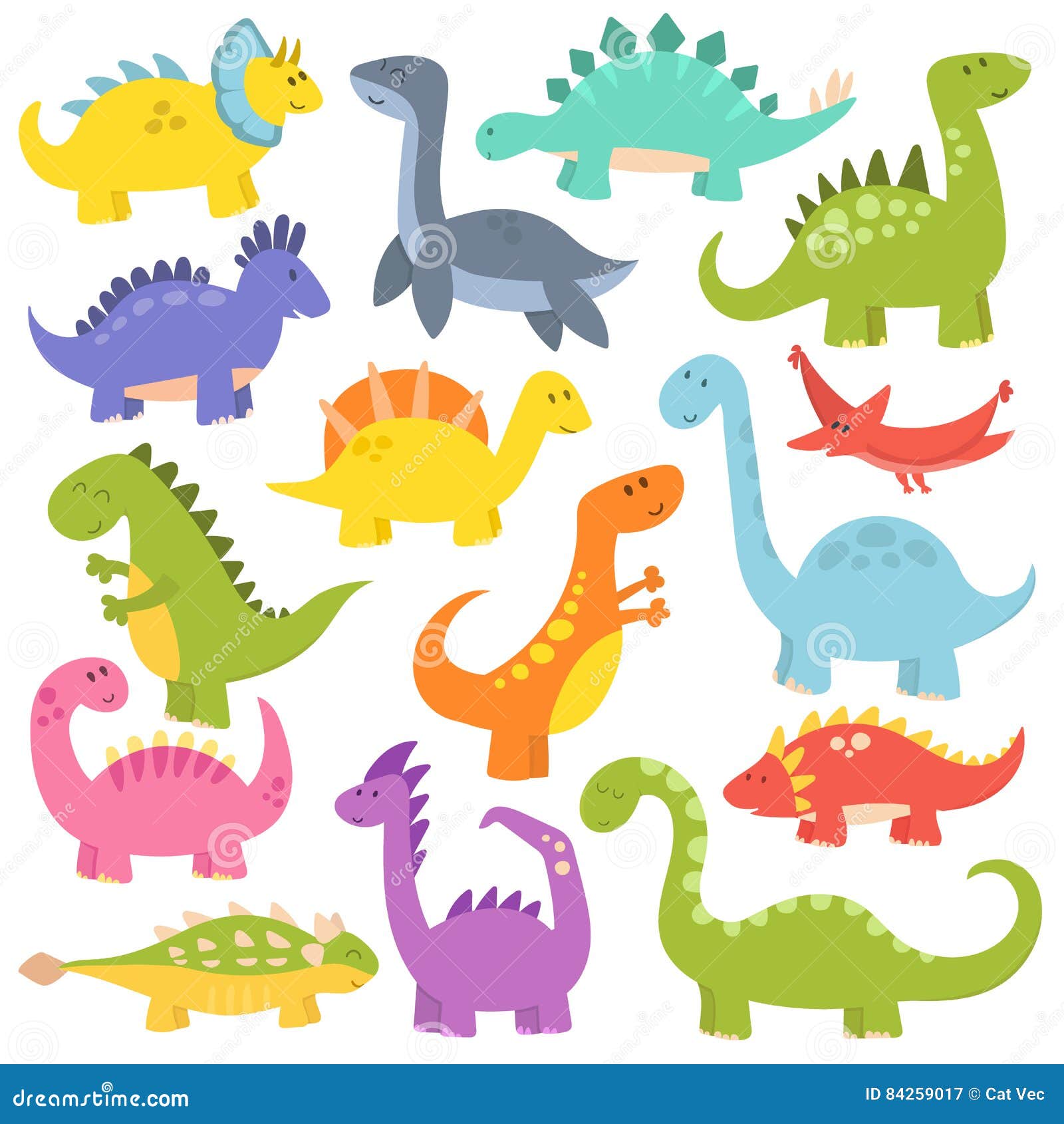 Cartoon Cute Dinosaurs Vector. Stock Vector - Illustration of cartoon ...