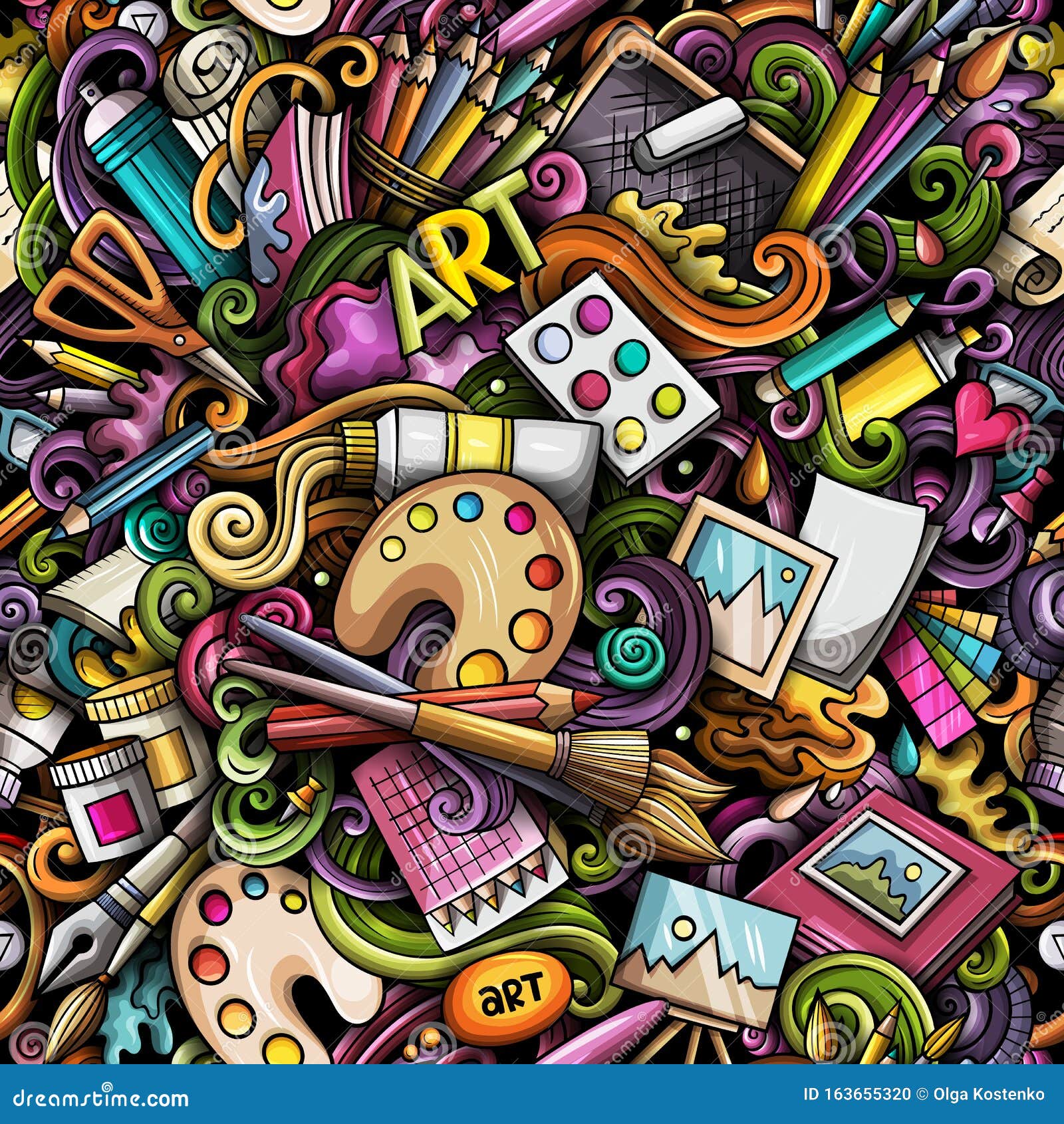 Cartoon Cute Doodles Hand Drawn Artist Seamless Pattern Stock Illustration - Illustration of hobby, drawing: 163655320 Cartoon Cute Doodles Hand Drawn Artist Seamless Pattern Stock Illustration - Illustration of hobby, drawing: 163655320