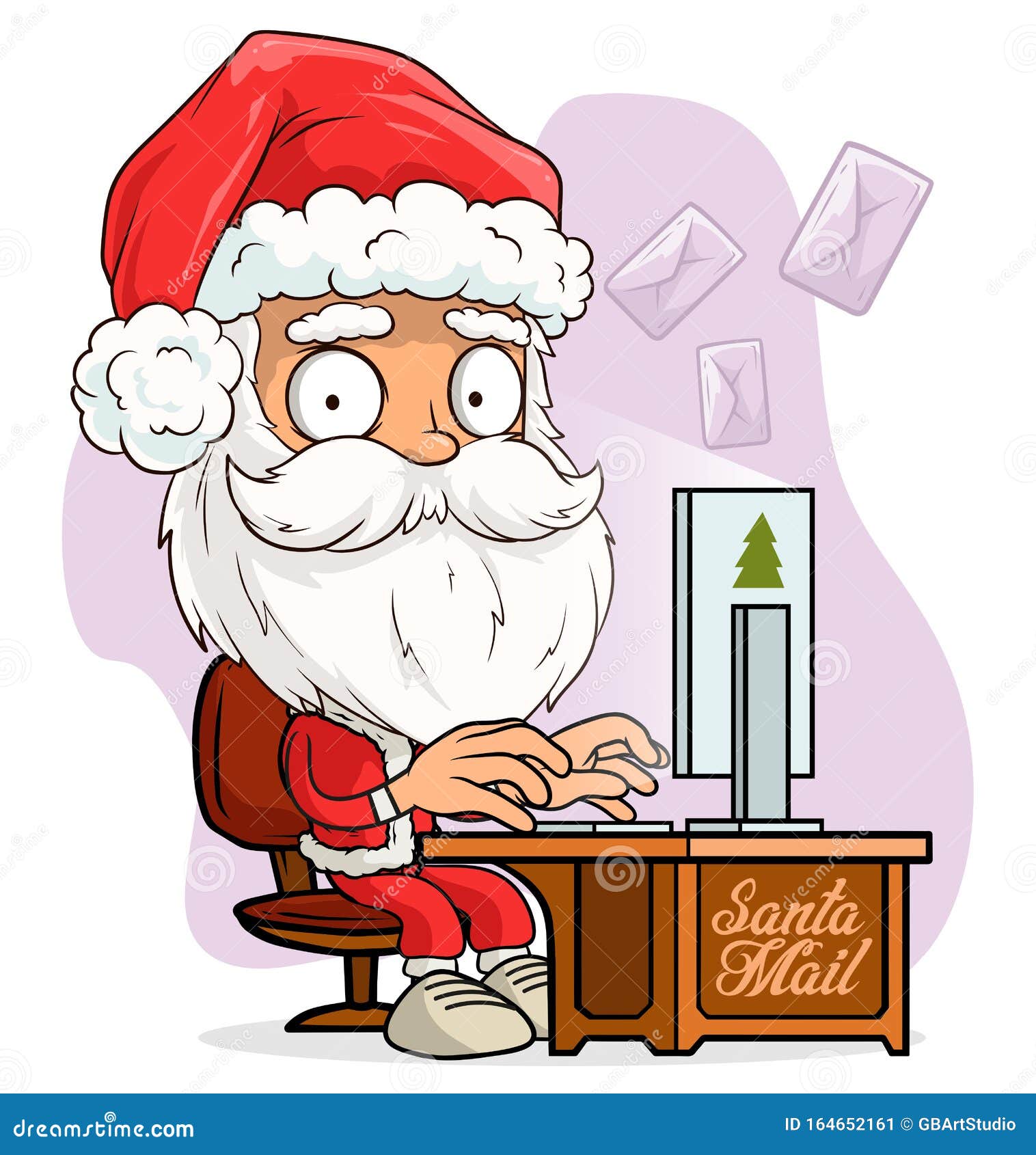Cartoon Funny Santa Claus with Mail and Letters Stock Vector - Illustration  of cheerful, christmas: 164652161