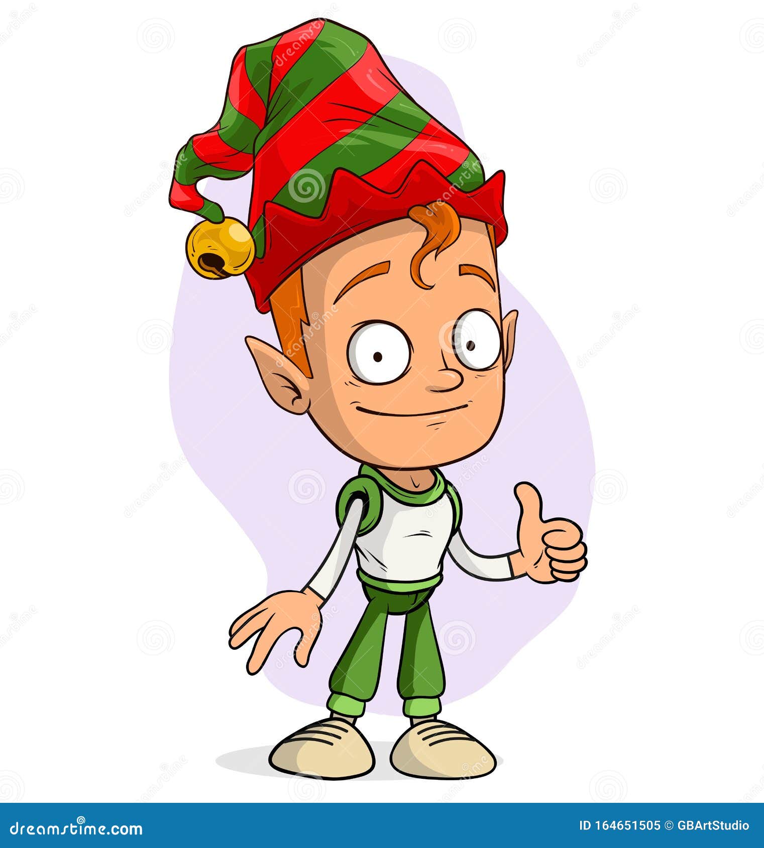 Cartoon Funny Christmas Elf Showing Thumbs Up Sign Stock Vector -  Illustration of ears, handsome: 164651505