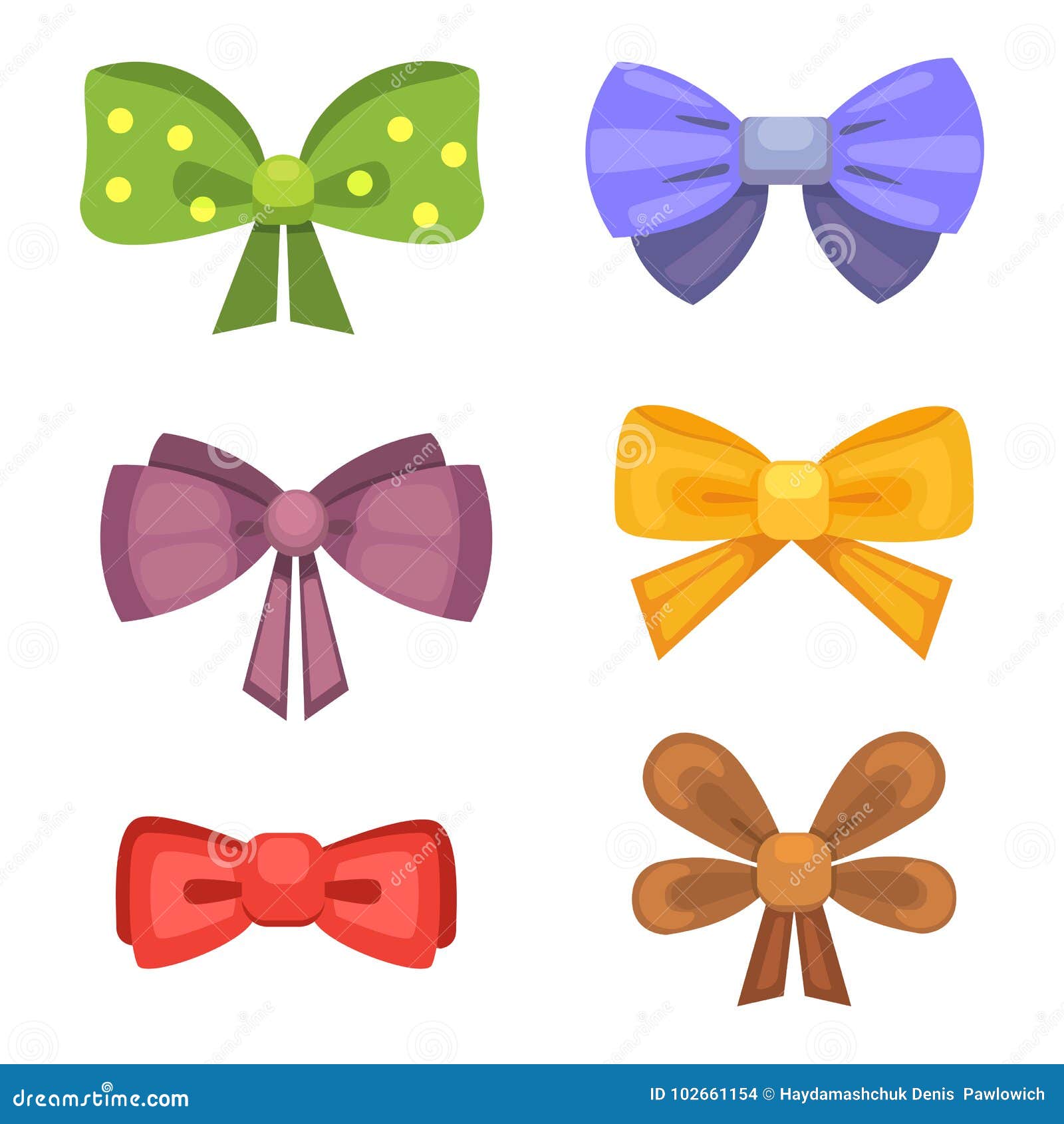 Cartoon Cute Gift Bows with Ribbons. Color Butterfly Tie Stock Vector -  Illustration of gift, holiday: 102661154