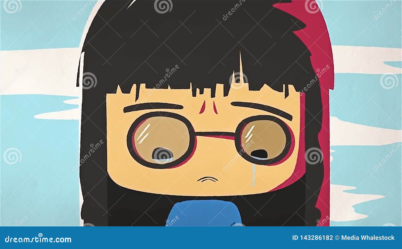 Cartoon Cute Girl Portrait Crying. Asian Stressed Anime Girl with Glasses  Feeling Sad and Crying, Negative Emotions Stock Illustration - Illustration  of light, european: 143286182