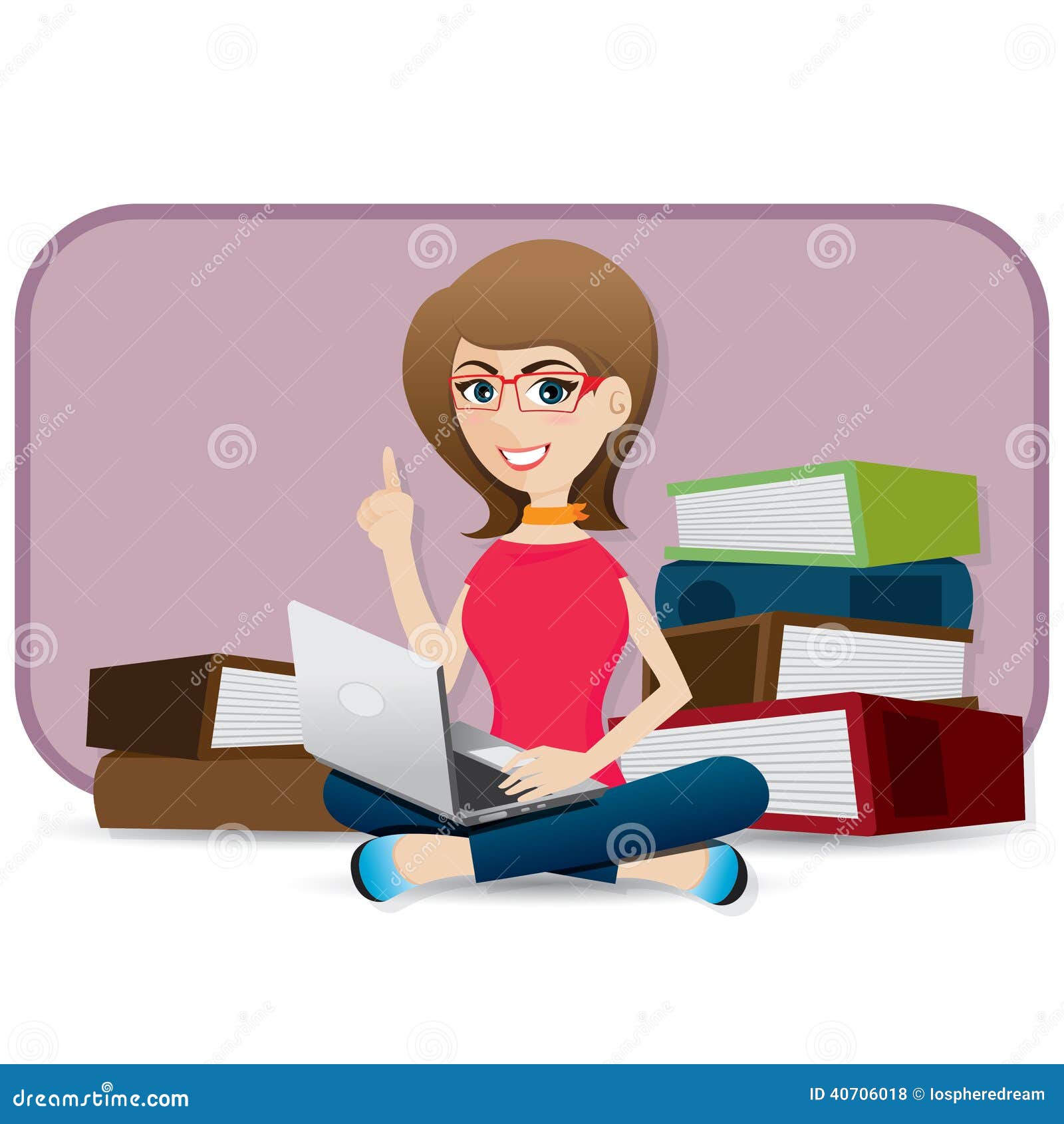 Cartoon Cute Girl Using Laptop Stock Vector Illustration of document