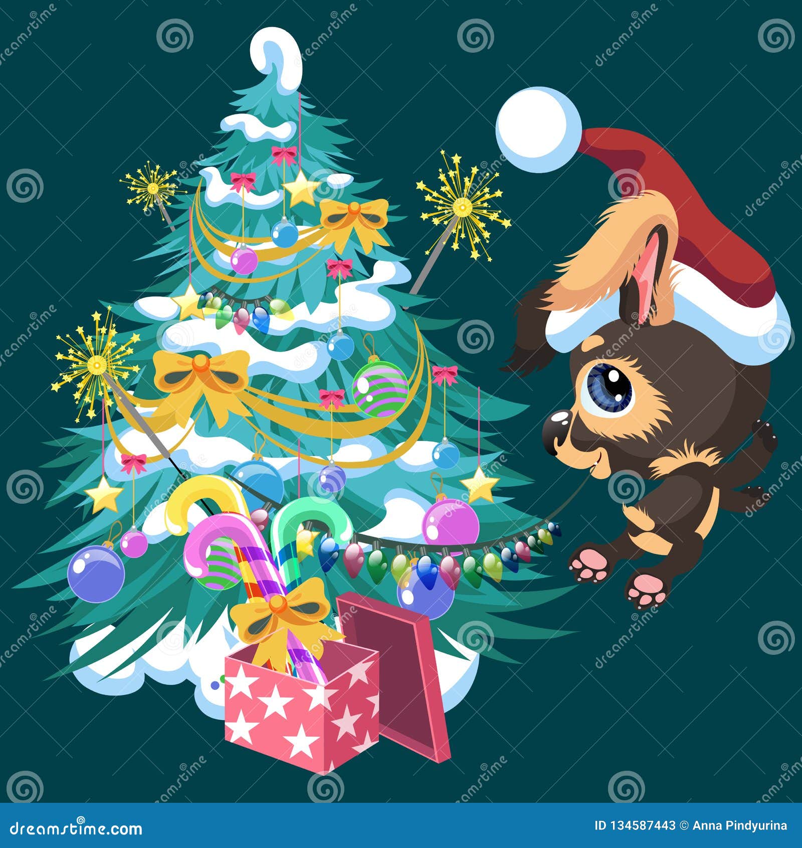 Premium Vector | Cute woman decorating christmas tree cartoon