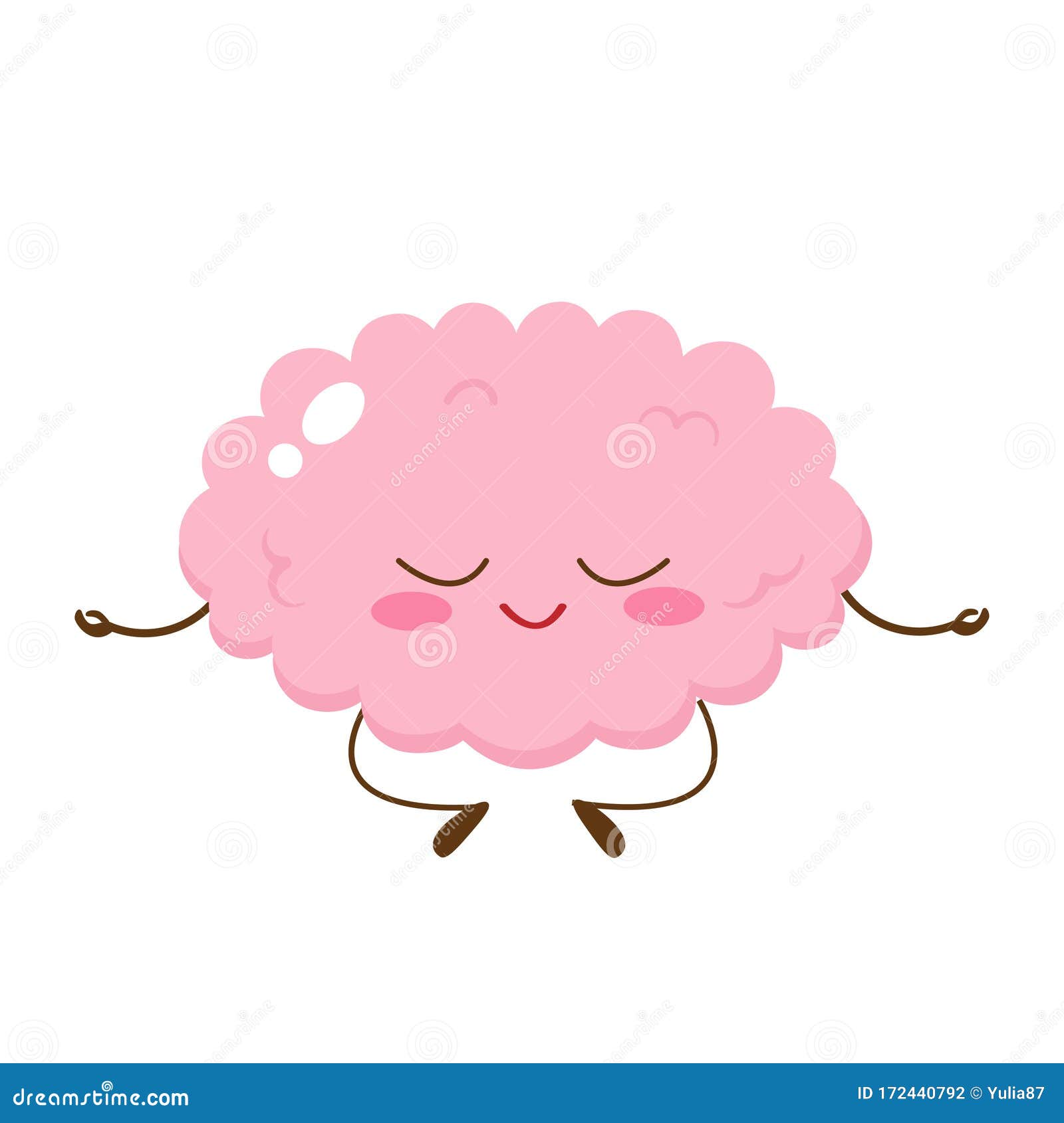 Cartoon Cute Human Brain Meditating Stock Vector - Illustration of kawaii,  balance: 172440792