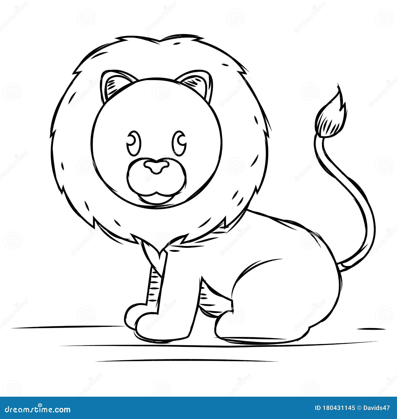 Cartoon of a Cute Lion Sketch Stock Vector - Illustration of young ...