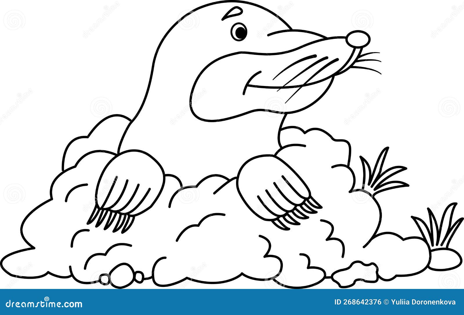 Cartoon Cute Mole for Coloring Page. Stock Vector - Illustration of