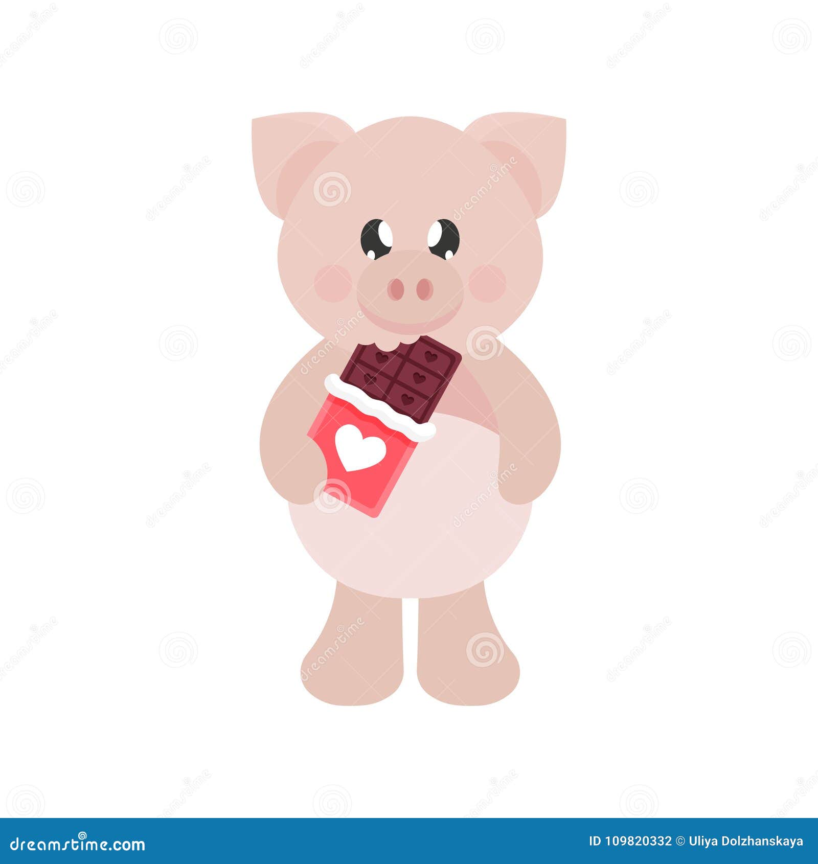 Cartoon Cute Pig with Chocolate Stock Vector Illustration of